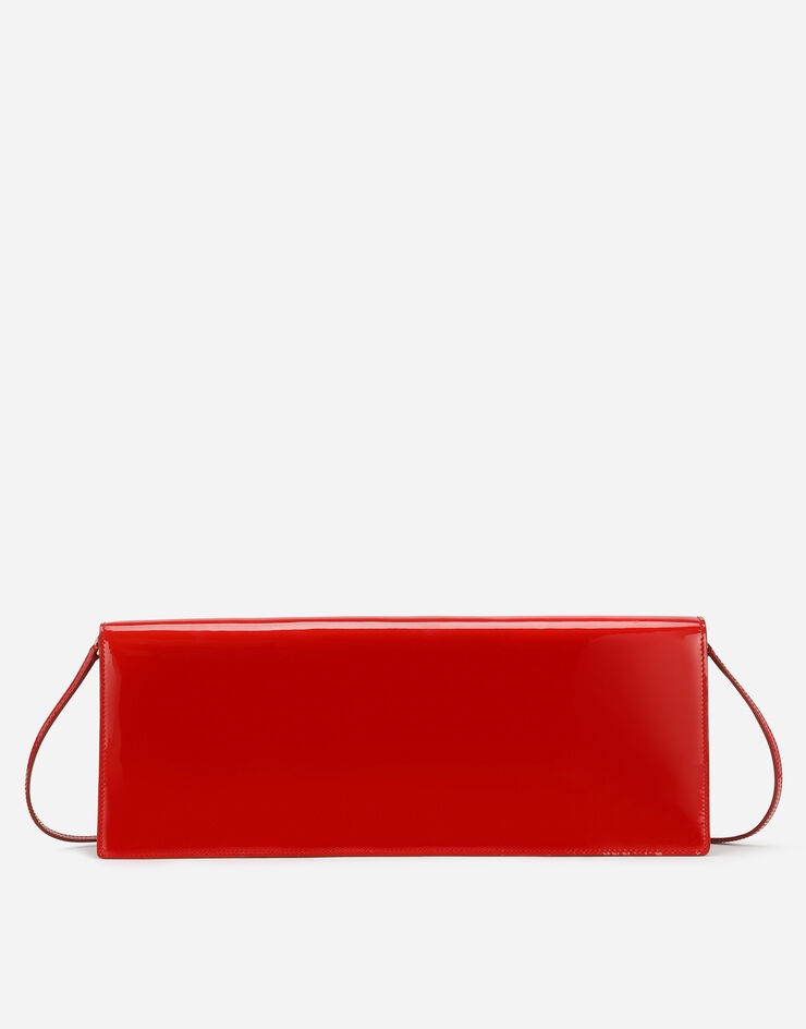 Patent leather baguette bag with logo - 4