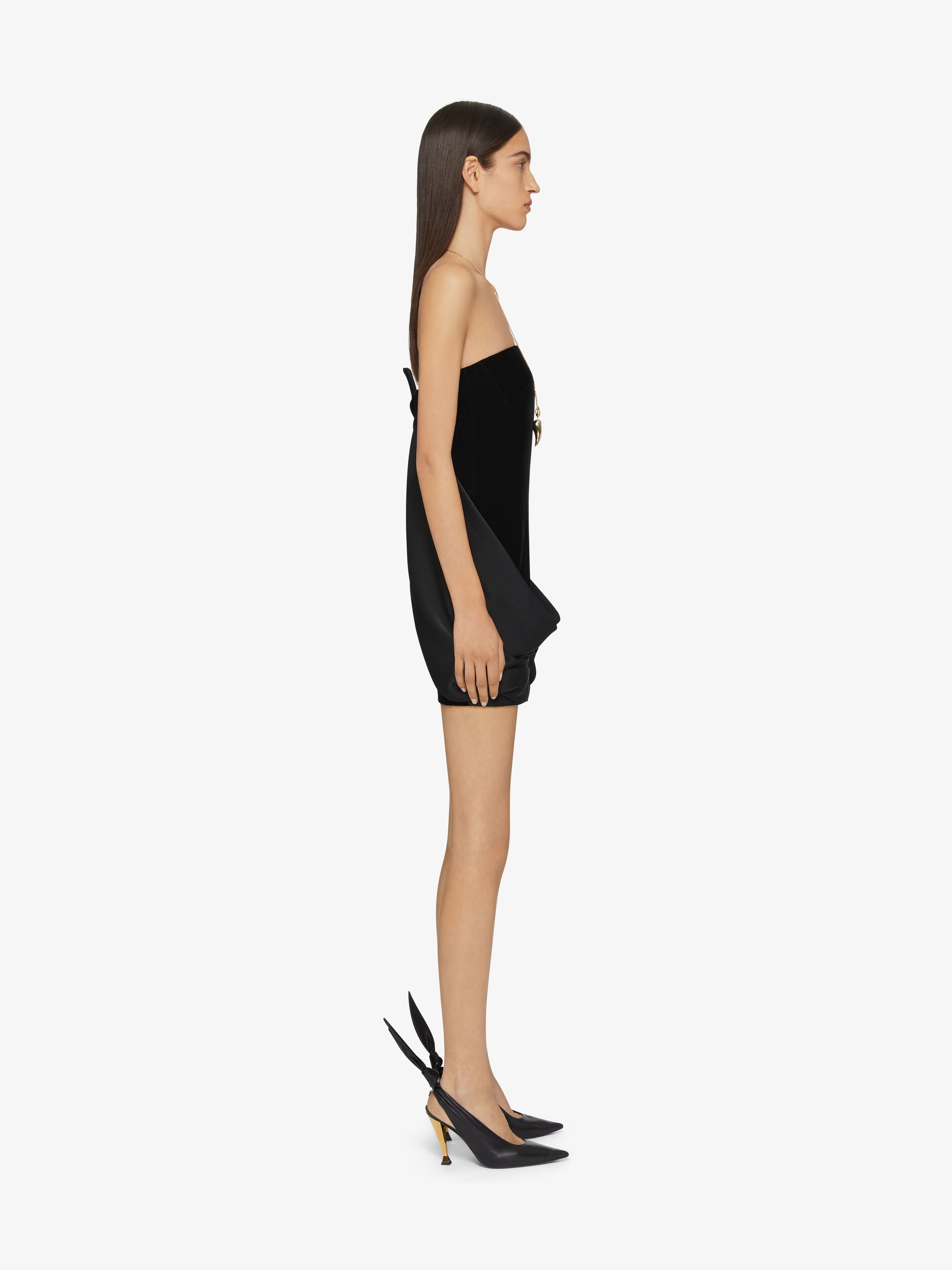 BI-MATERIAL BUSTIER DRAPED DRESS - 3