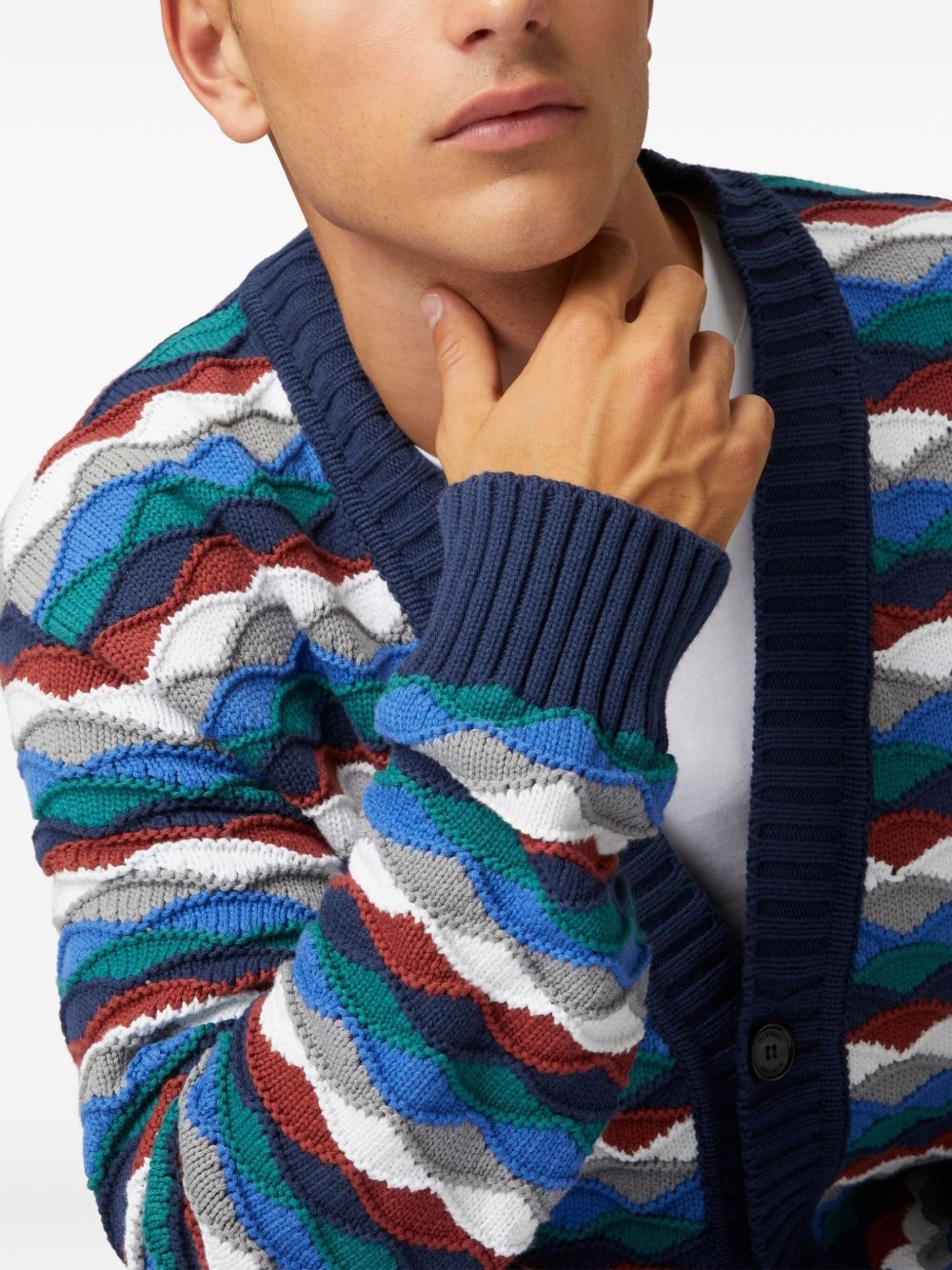 wave-patterned cardigan - 4