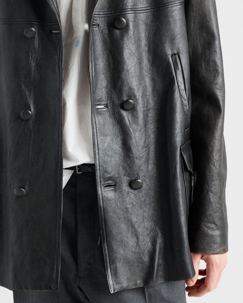 Double-breasted nappa leather caban jacket 4