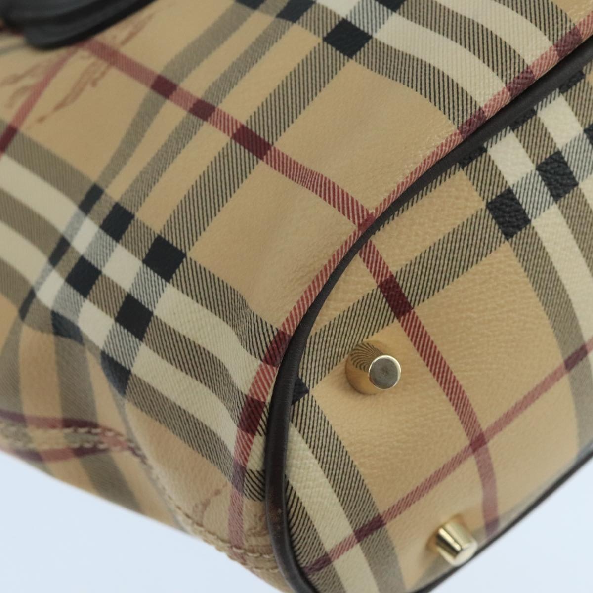 Burberry Nova Check Hand Bag Pvc Leather Beige - 13
