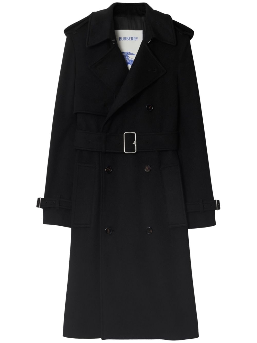 notched-lapel cashmere trench coat - 1