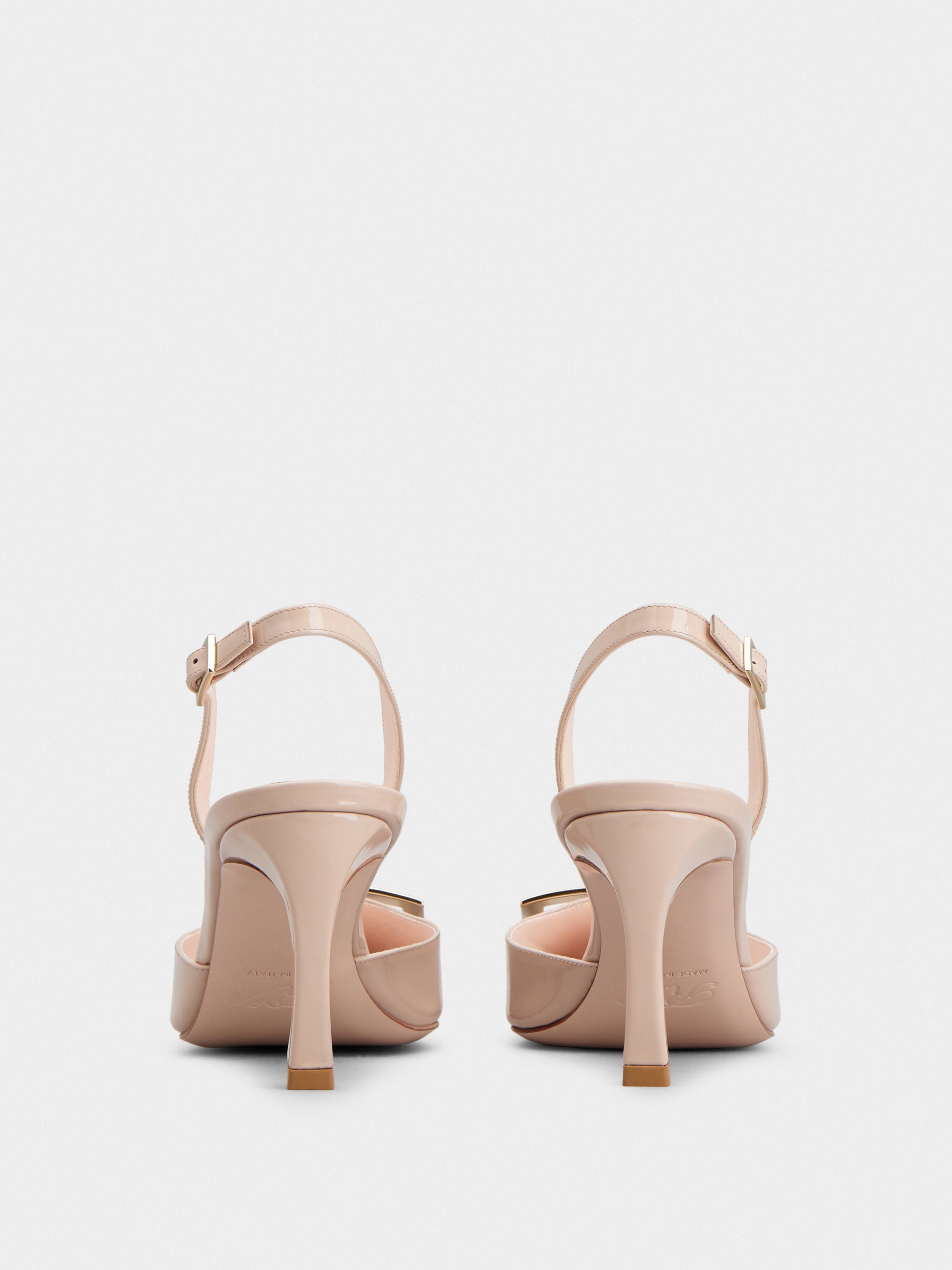Trompette Metal Buckle Slingback Pumps in Patent Leather - 5