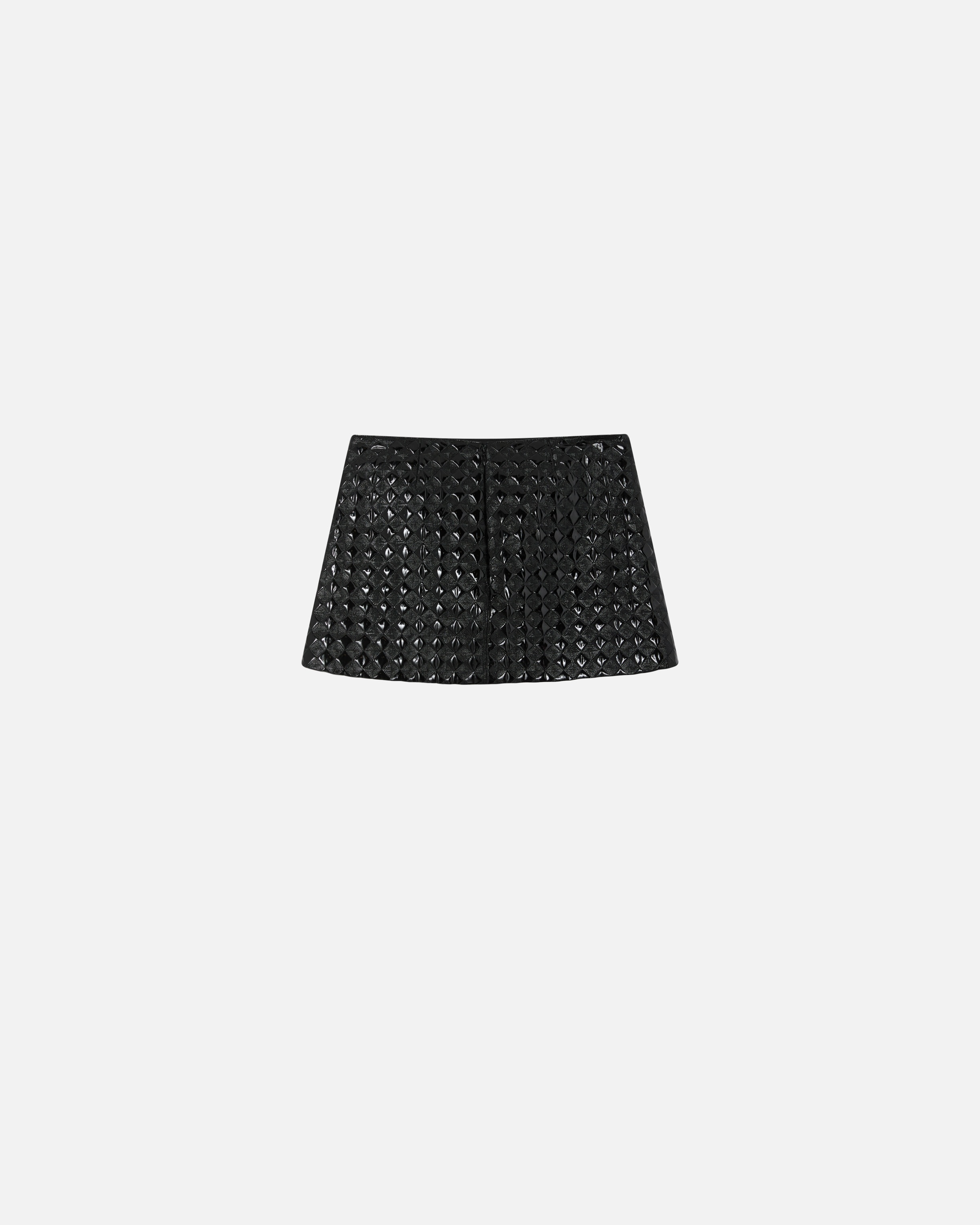 PATENT LEATHER MINI SKIRT WITH QUILTED PATTERN - 6