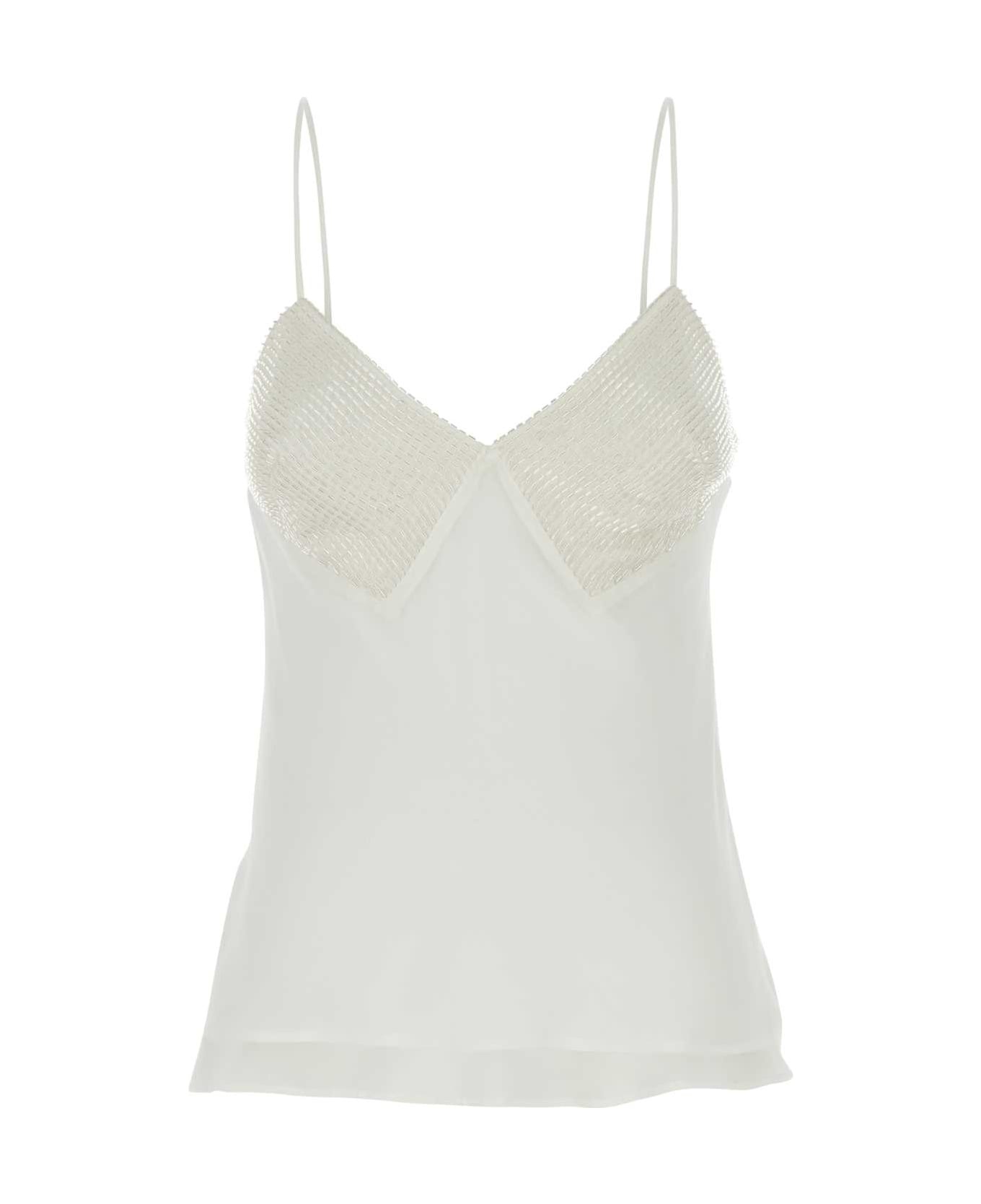 White Georgette Opache Top - 1
