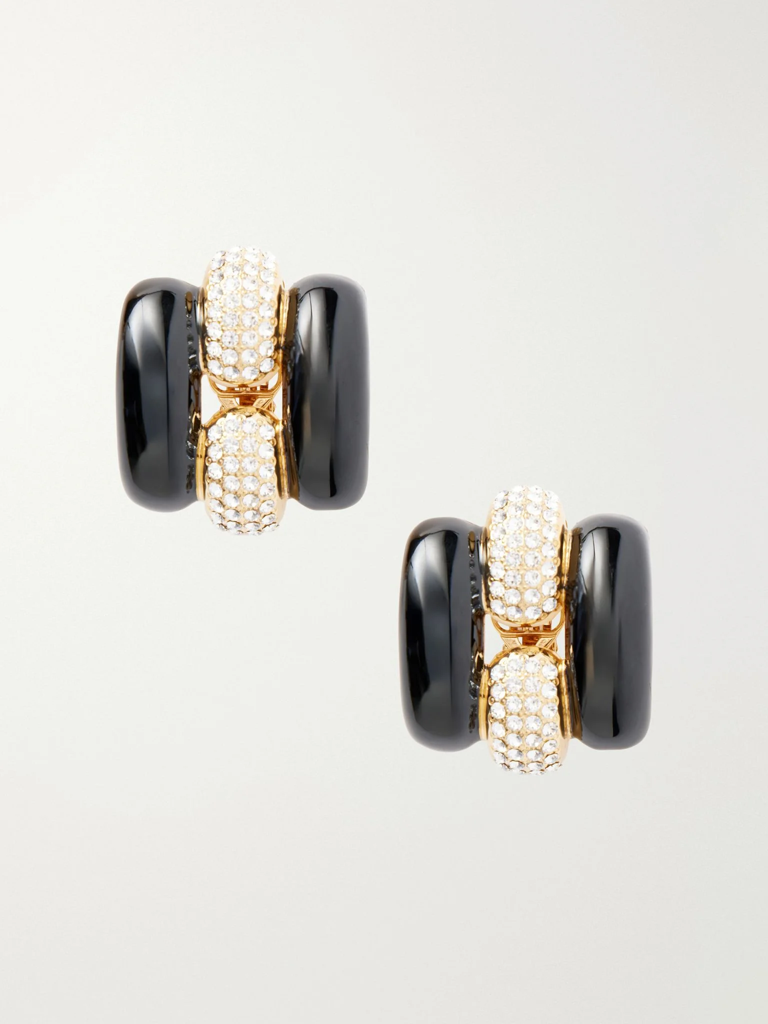 Pas Plus crystal-embellished enamel earrings Gold - 1