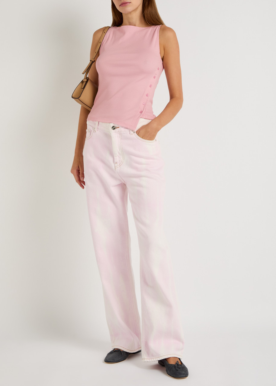 Reformation Hudson Ribbed Asymmetric Stretch-cotton top - 4