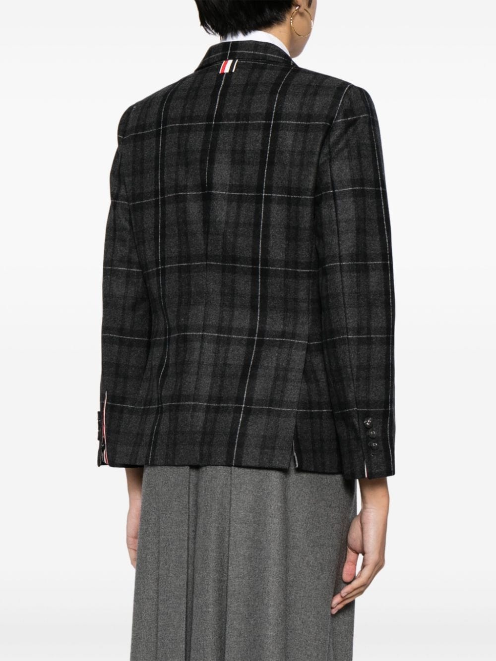 checked single-breasted blazer - 4
