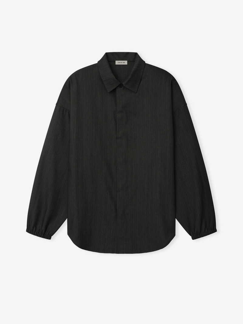 Striped Wool Elastic Cuff Shirt - 1