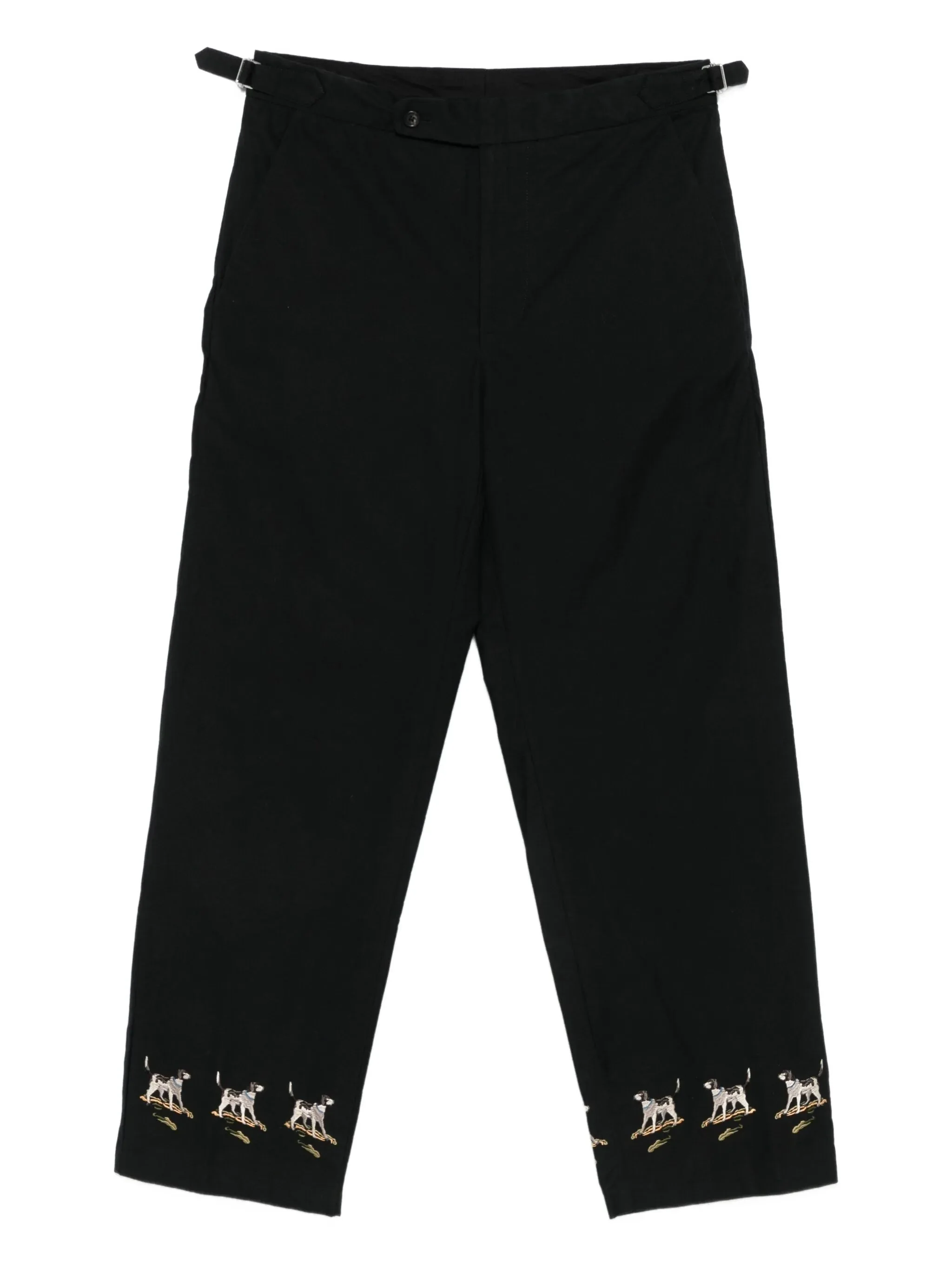 embroidered side-buckle pants - 1