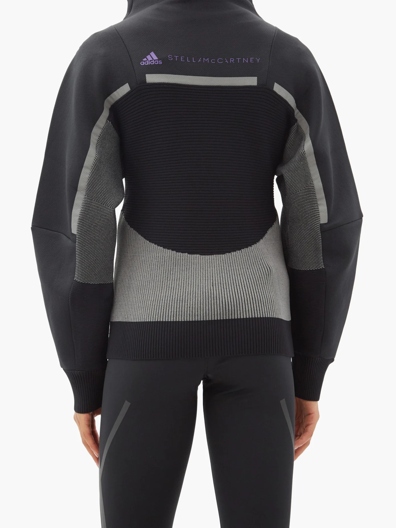 High-neck knitted-panel neoprene track jacket - 5