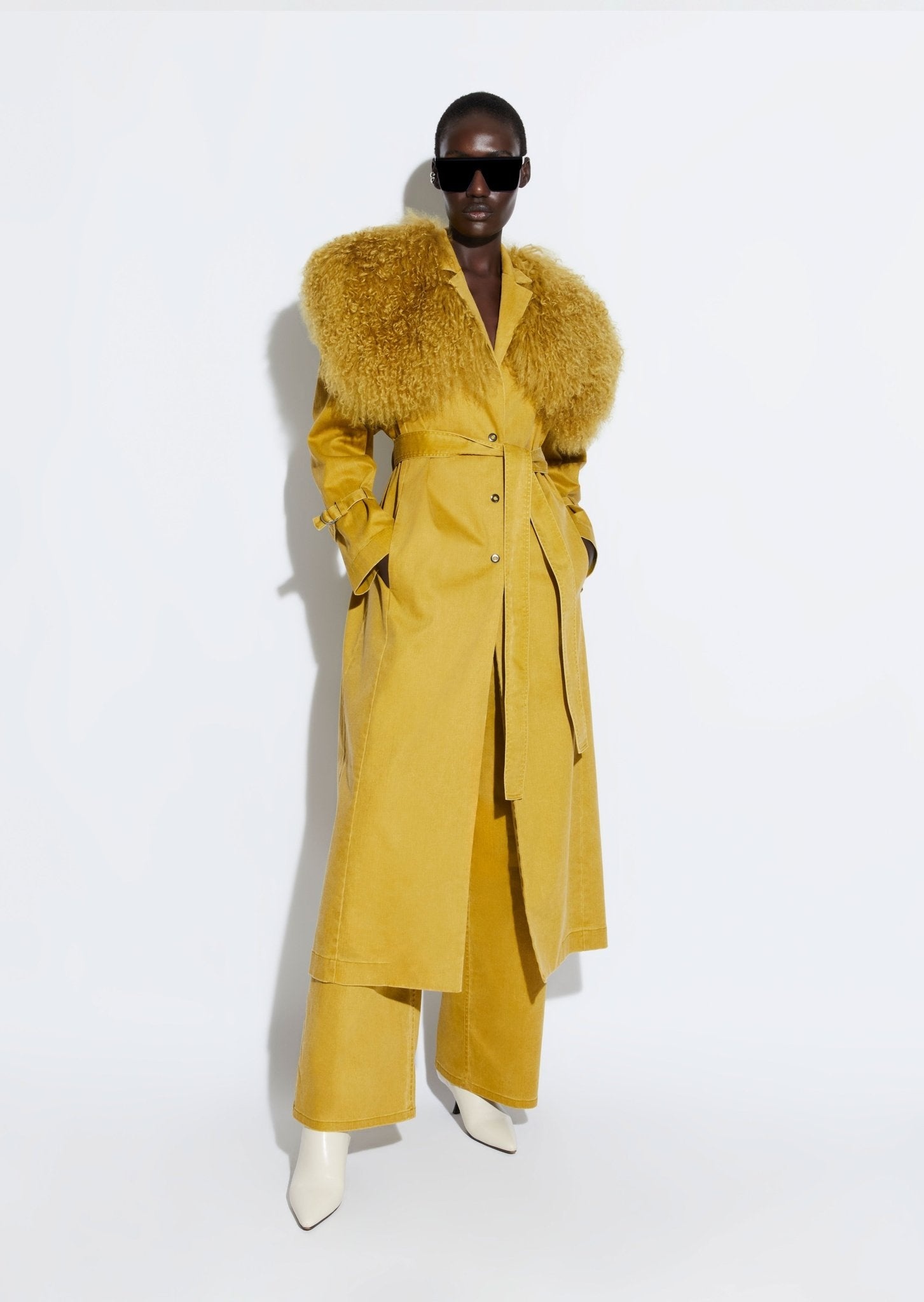 Denim Trench With Shearling - 2