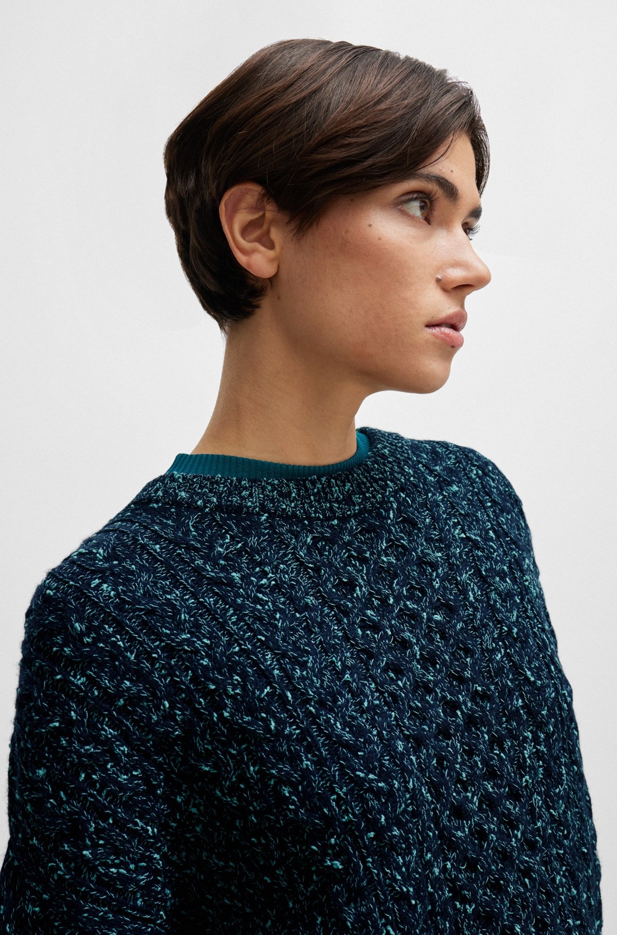 WOOL-BLEND SWEATER WITH CABLE-KNIT STRUCTURE - 5