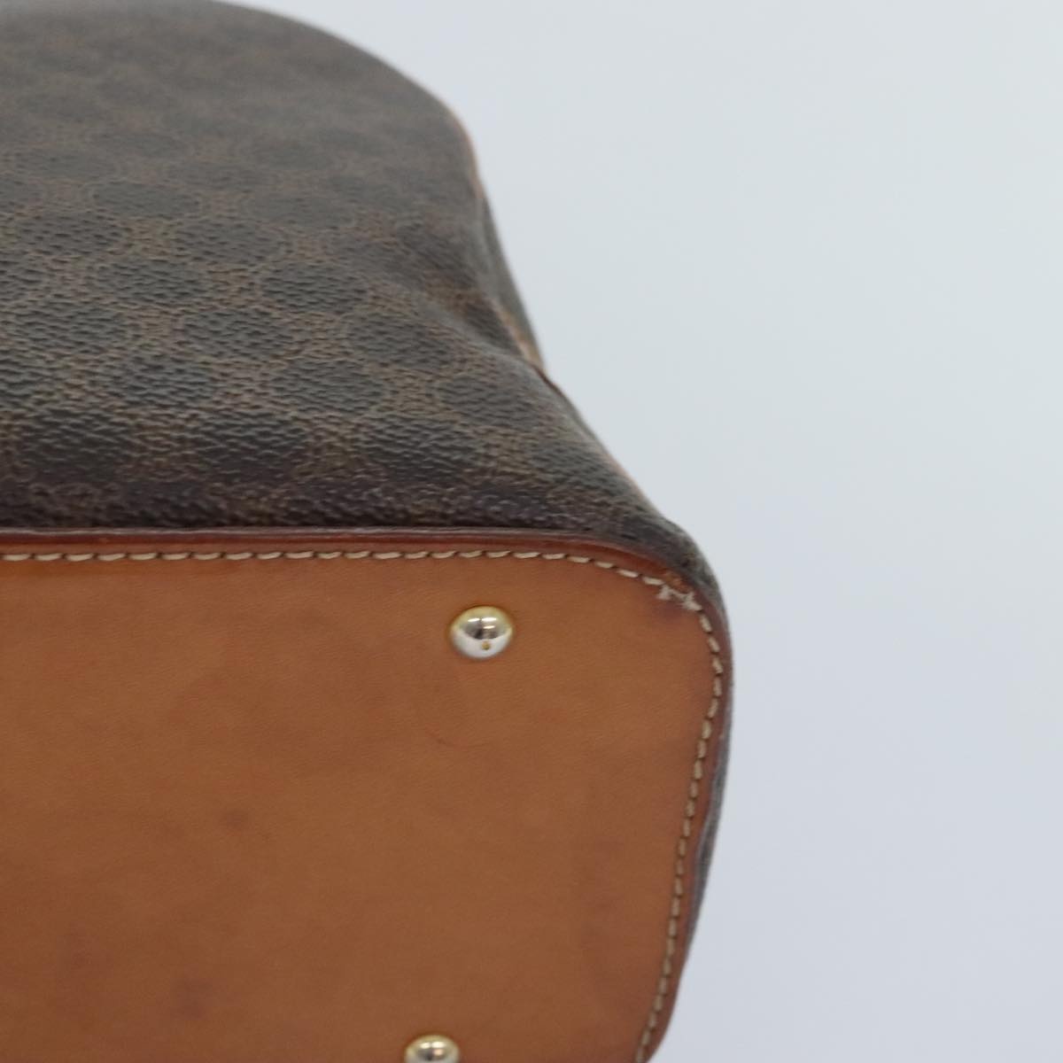 CELINE Macadam Canvas Hand Bag Pvc Leather Brown Gold - 12