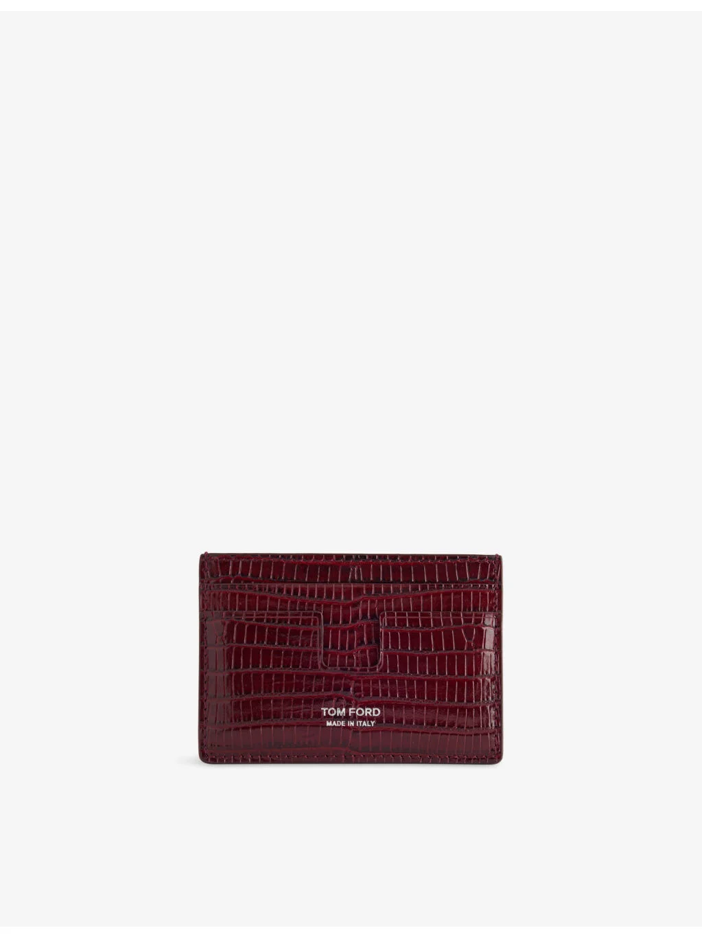 Croc-Embossed Leather Card Holder - 1