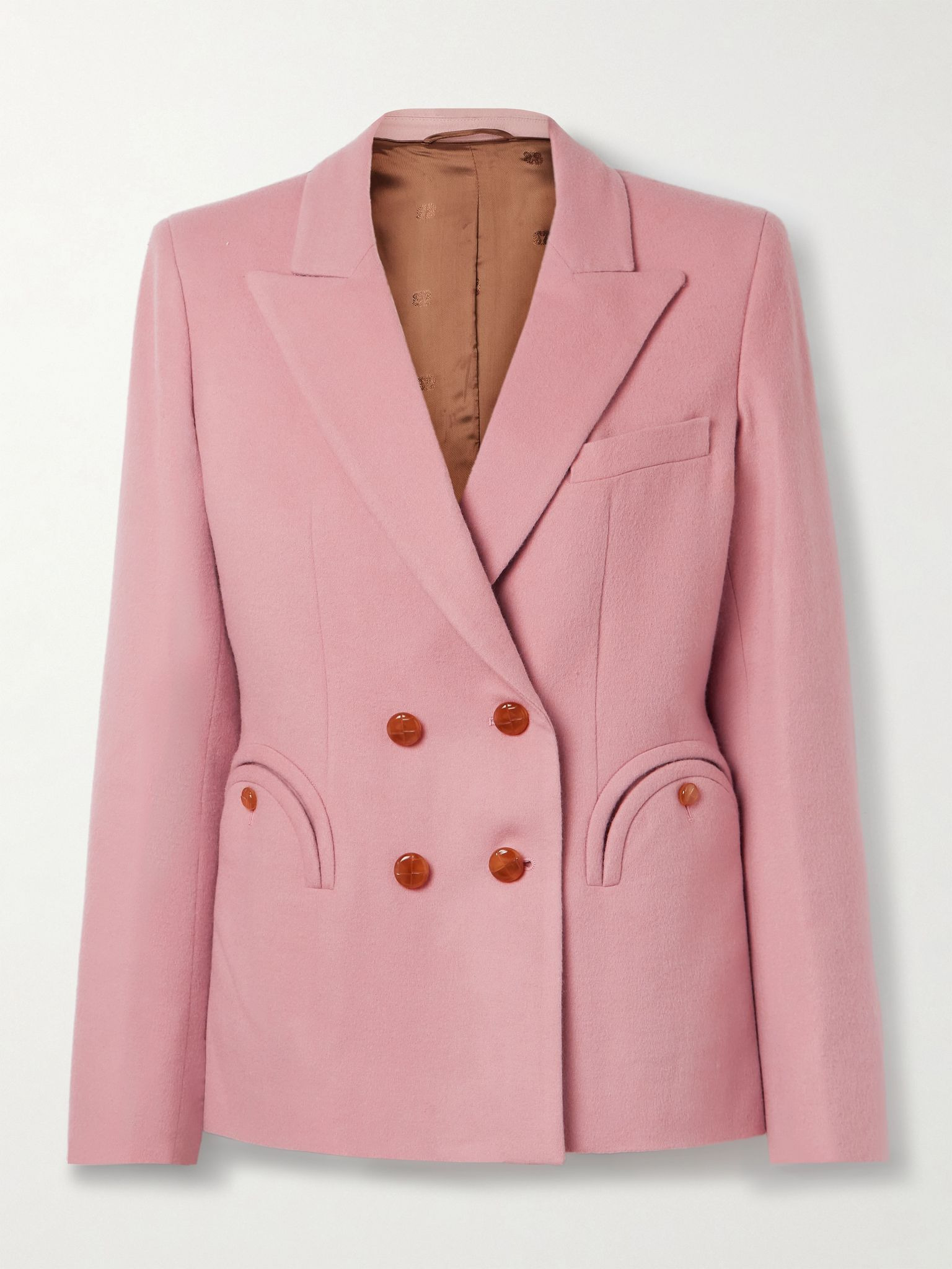 Charmer double-breasted wool and cashmere-blend felt blazer Pink - 1