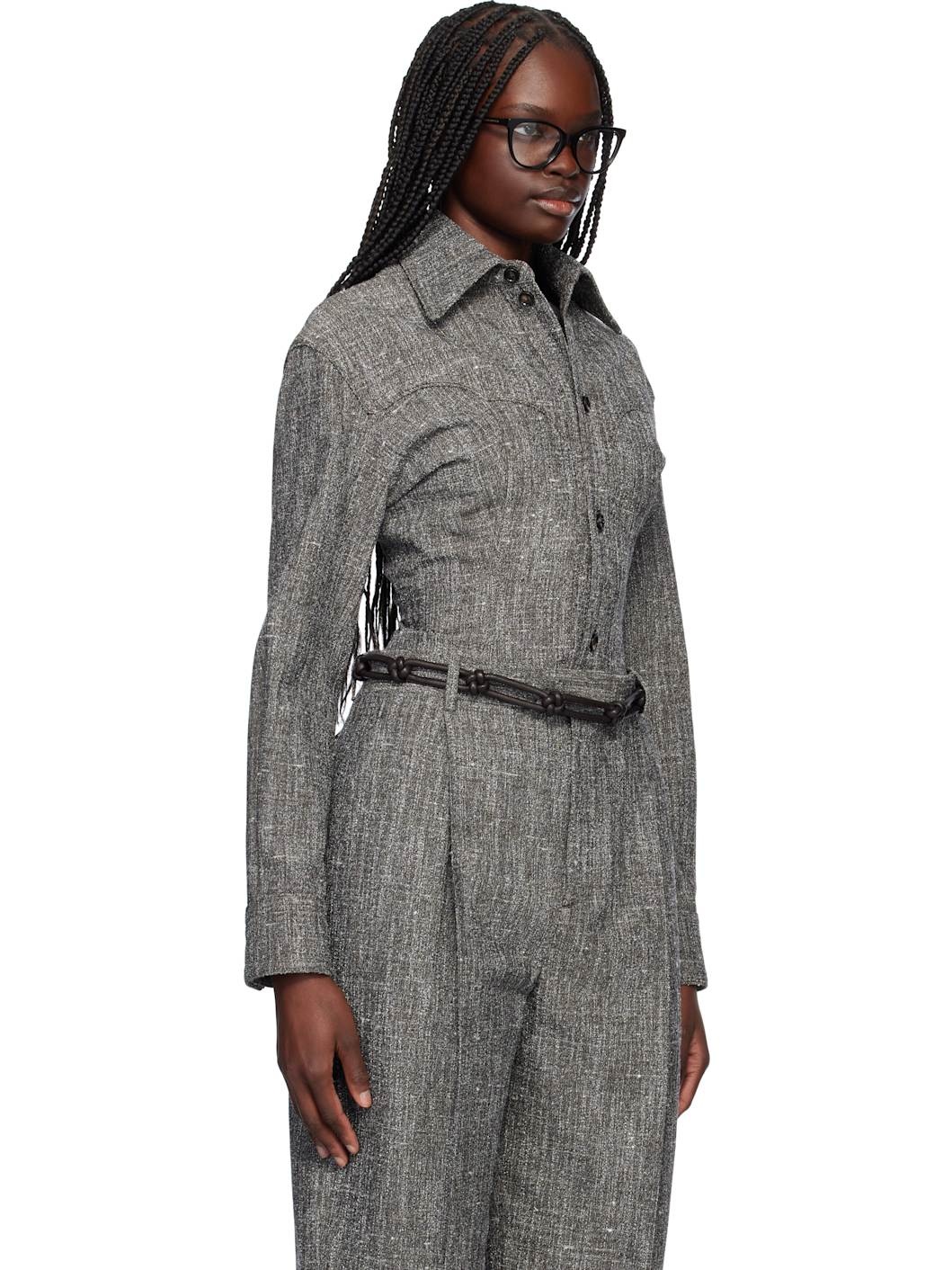 Gray Melange Viscose & Silk Shirt - 2