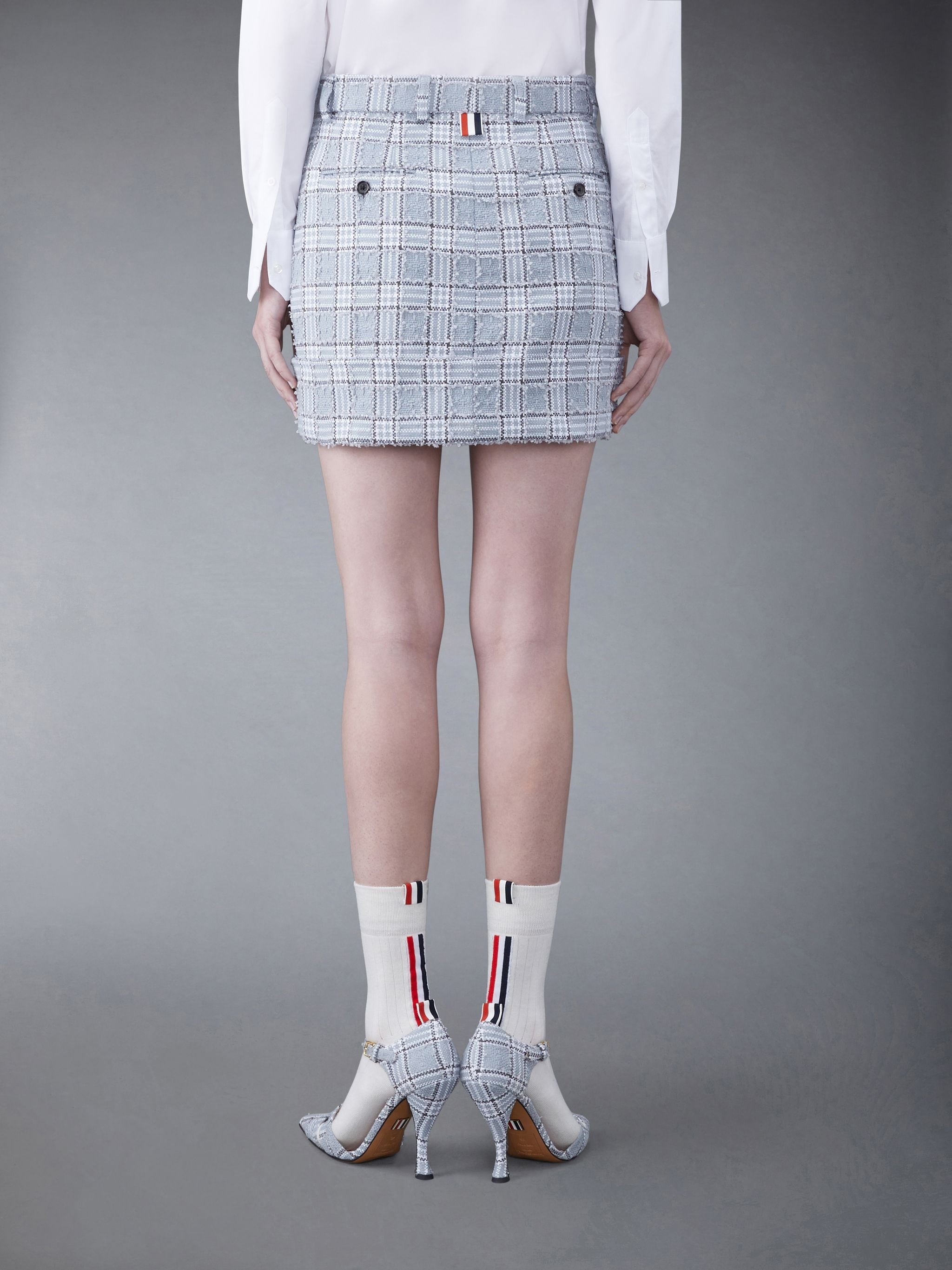 Prince of Wales Check Tweed Frayed Sack Mini Skirt - 3