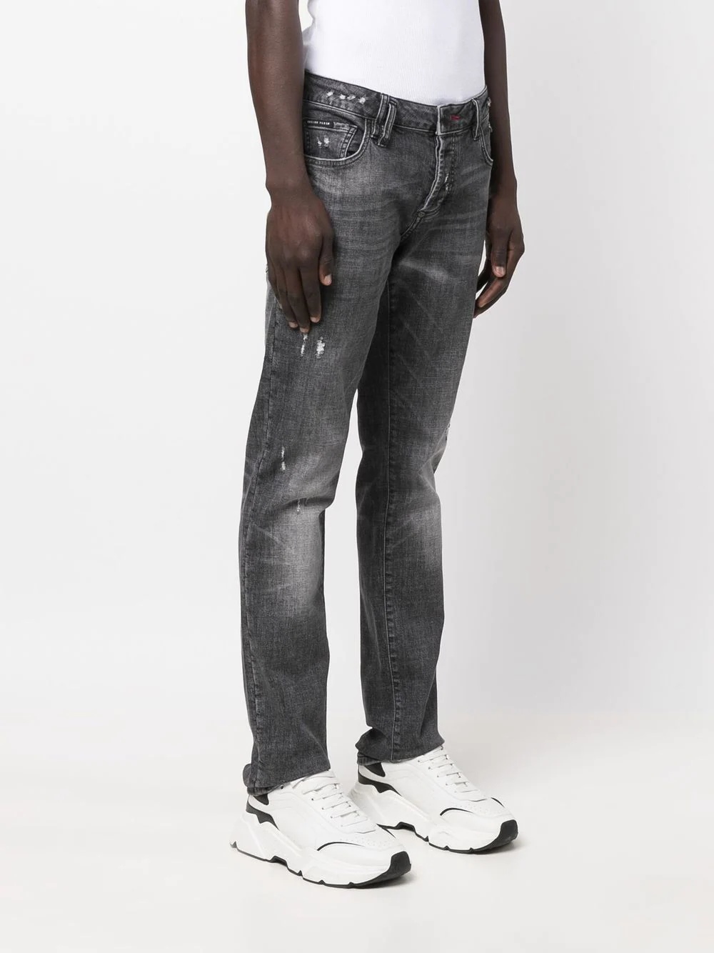 distressed straight-leg jeans - 3