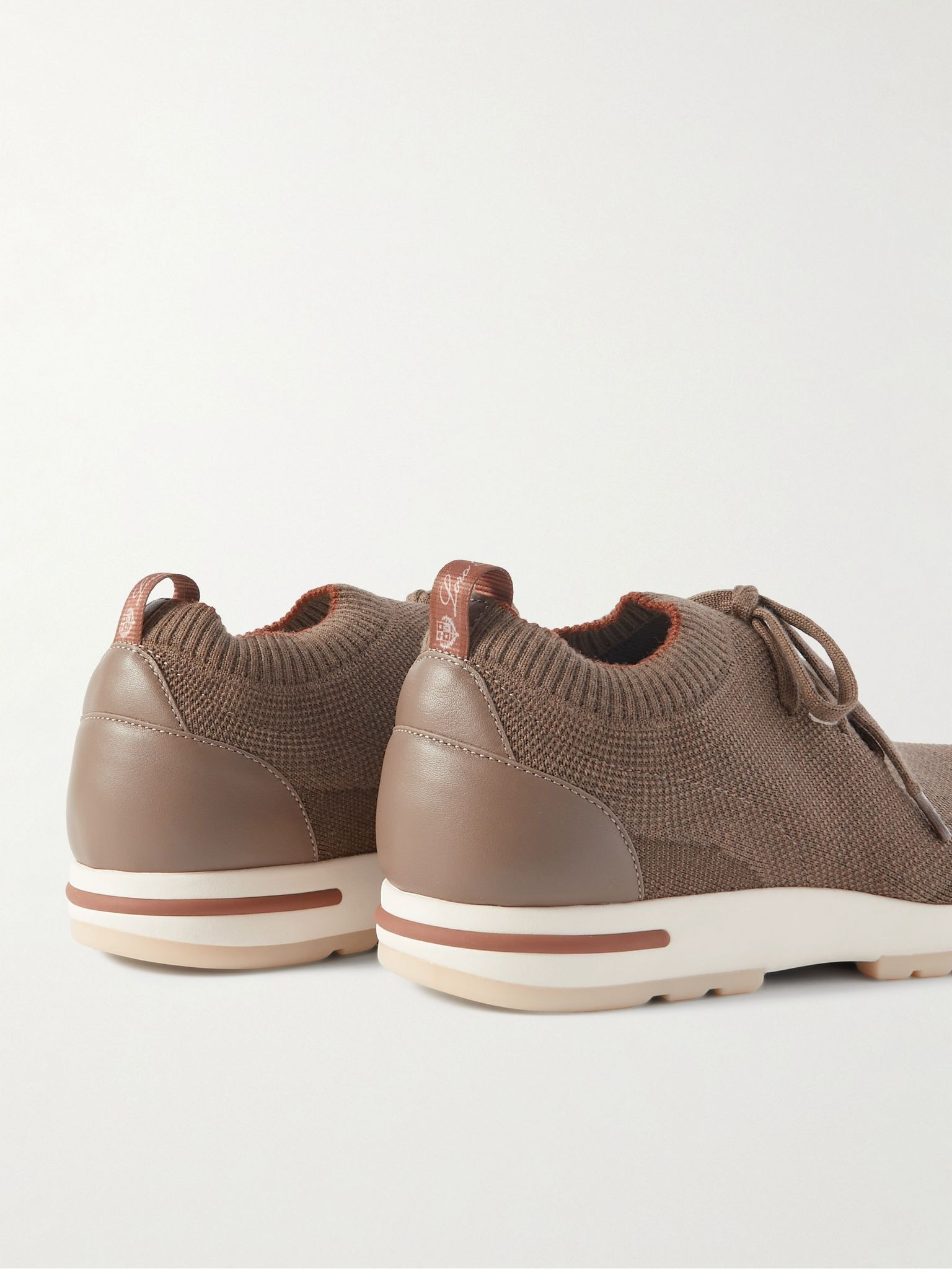 360 Flexy Walk Leather-Trimmed Wish® Wool Sneakers Brown - 5