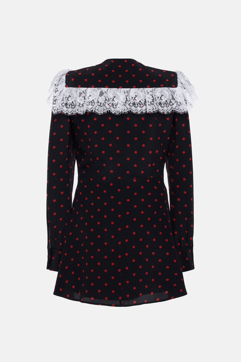 Alessandra Rich POLKA DOT PRINT SILK MINI DRESS WITH JWL BUTTONS outlook