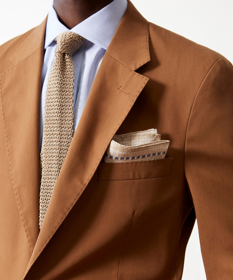 TODD SNYDER Italian Silk Knit Tie in Khaki outlook