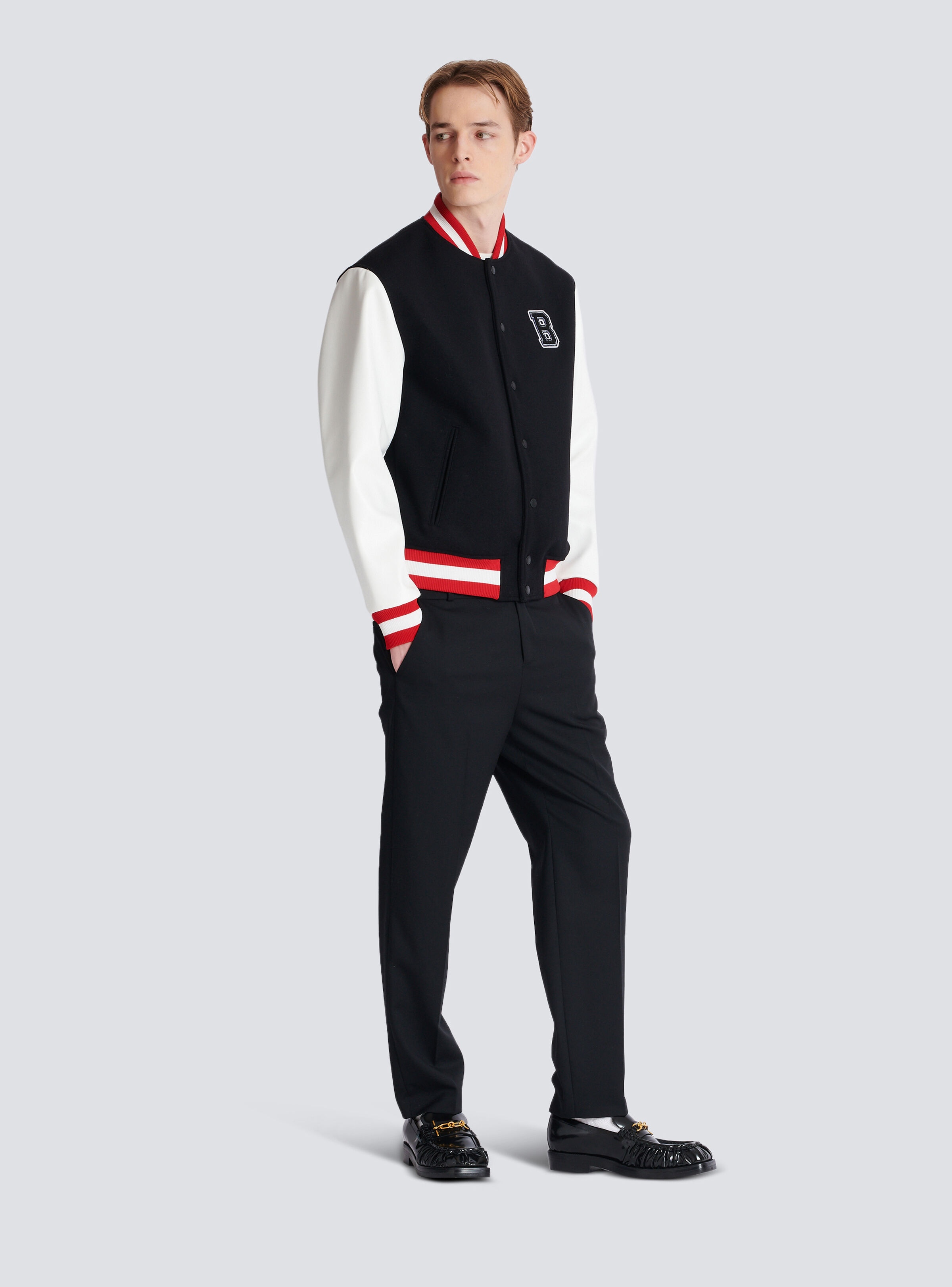 Varsity wool and faux leather jacket - 3