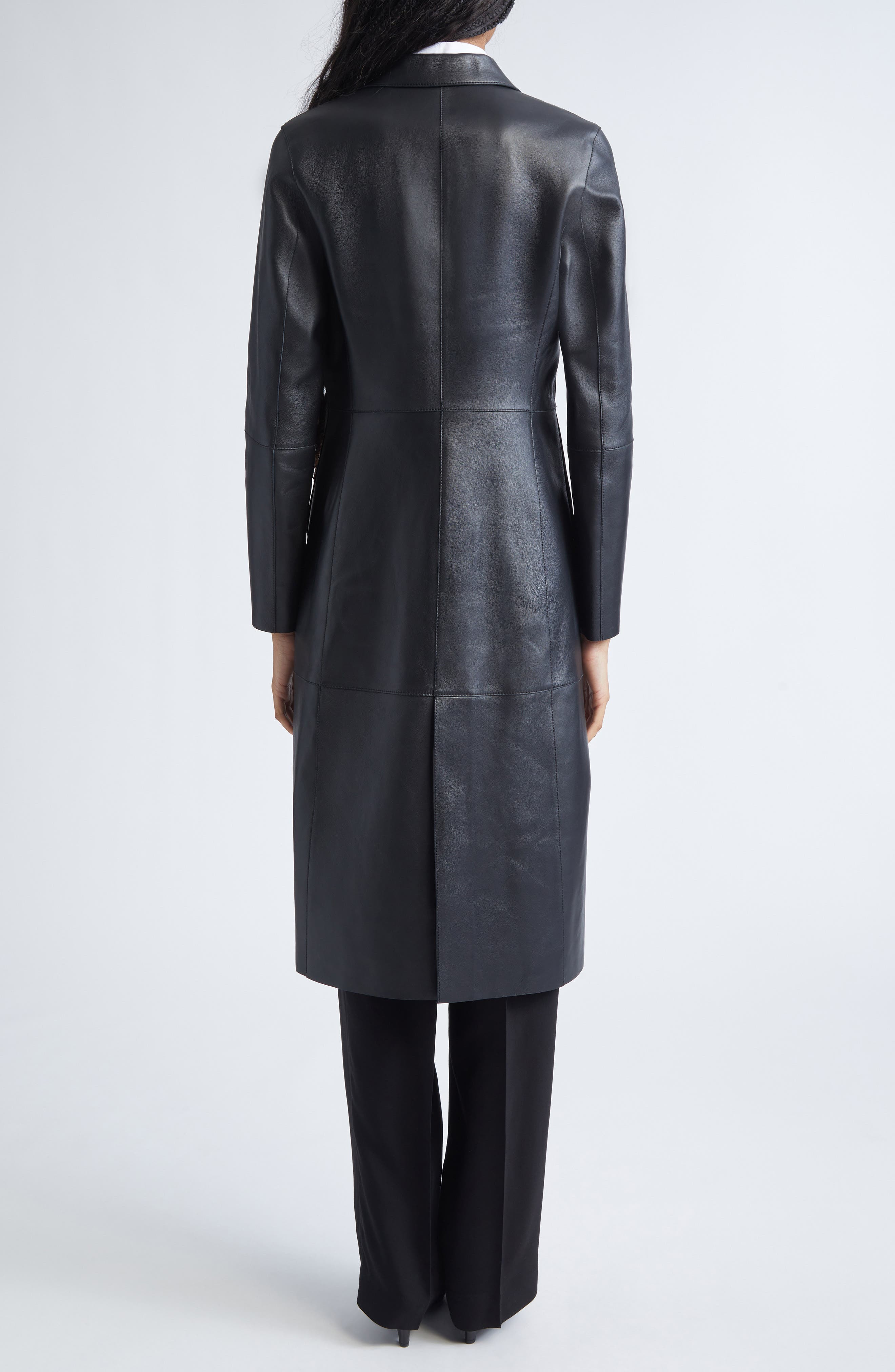 TOTEME Slim Leather Coat in Black at Nordstrom - 3