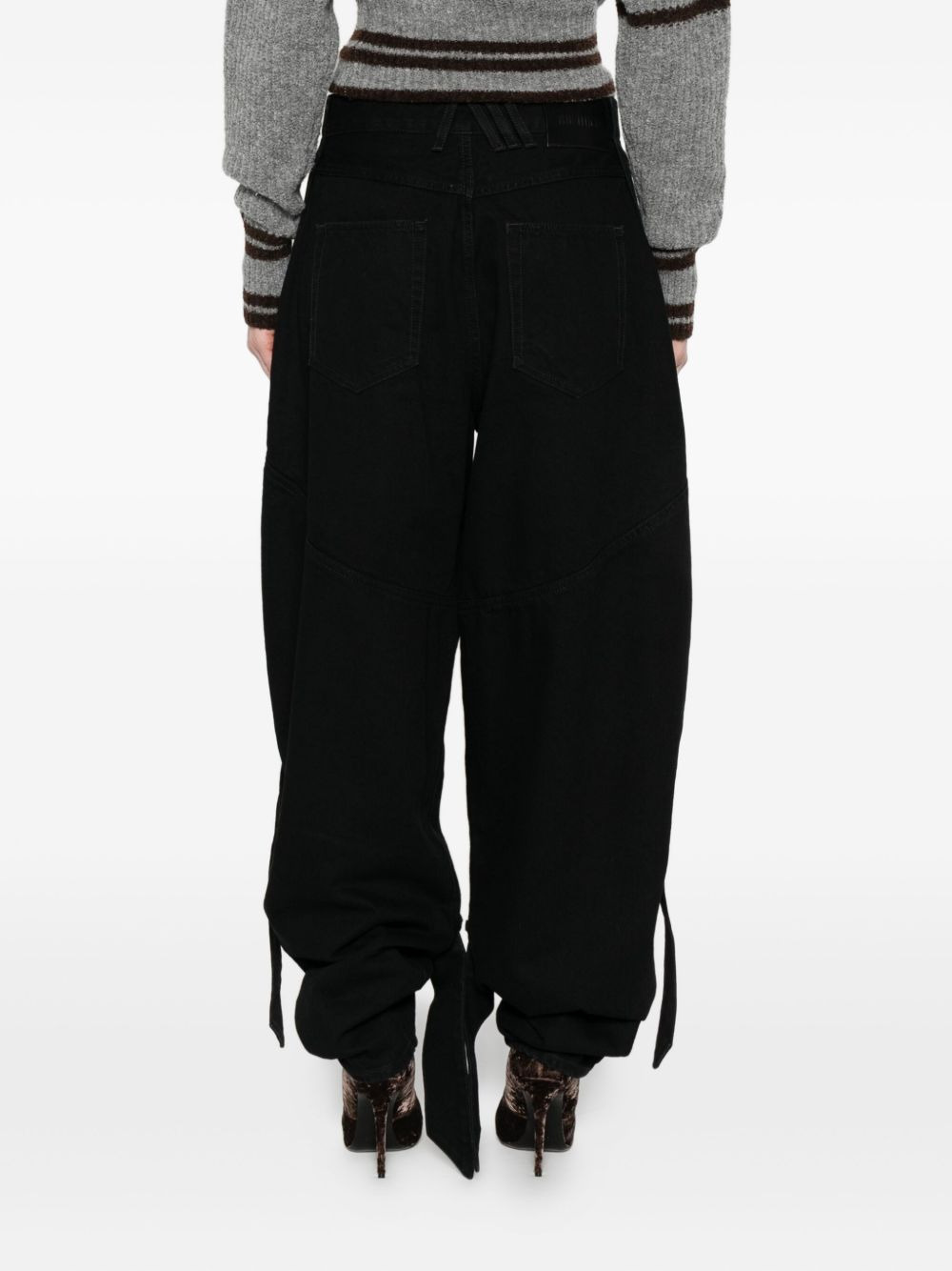tie-detail panelled jeans - 4