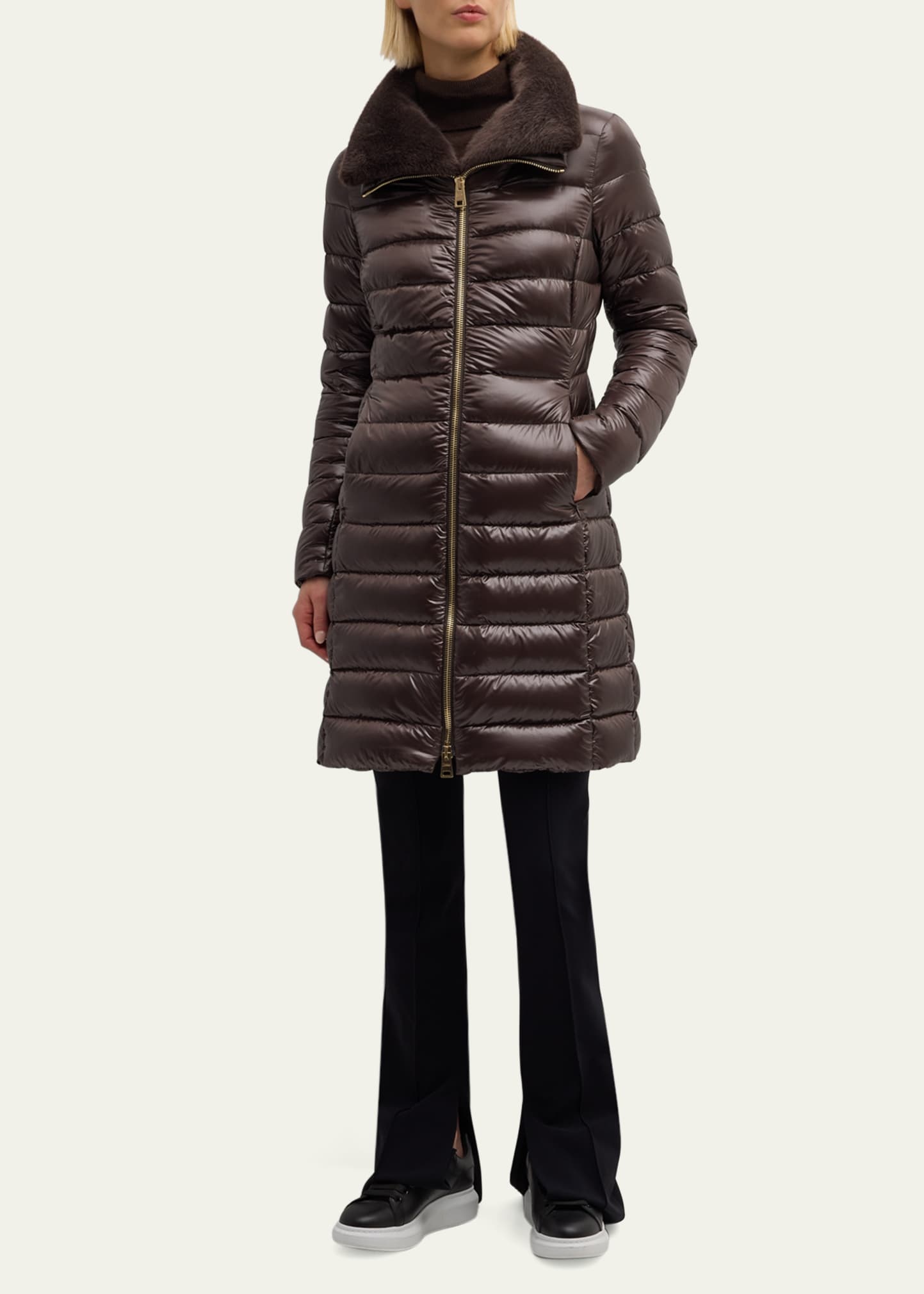 Faux Fur Ultralight Nylon Puffer Jacket - 2
