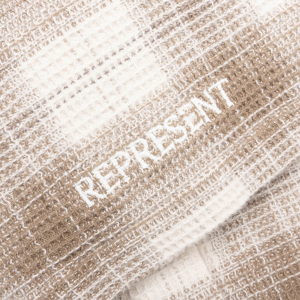 WAFFLE FLANNEL SHIRT - MID BROWN - 5