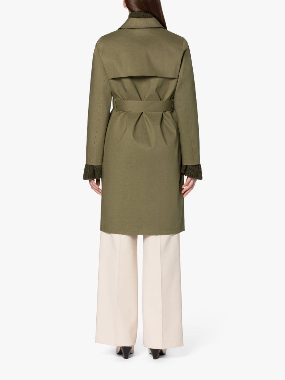 MORNA KHAKI BONDED COTTON TRENCH COAT - 4