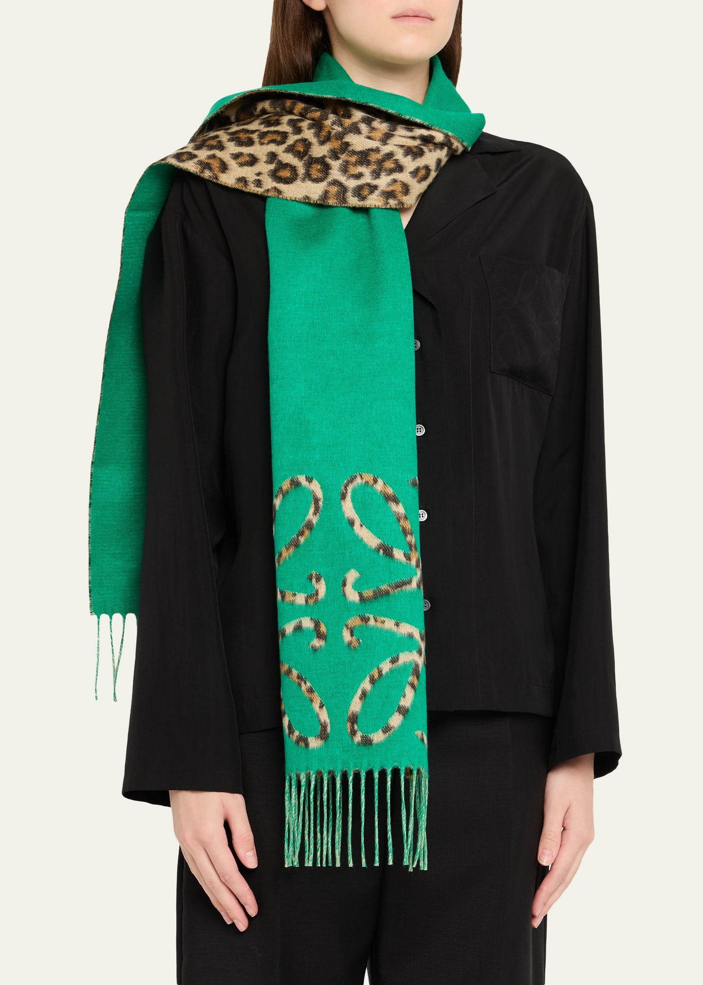 Anagram Leopard-Print Cashmere Scarf - 3