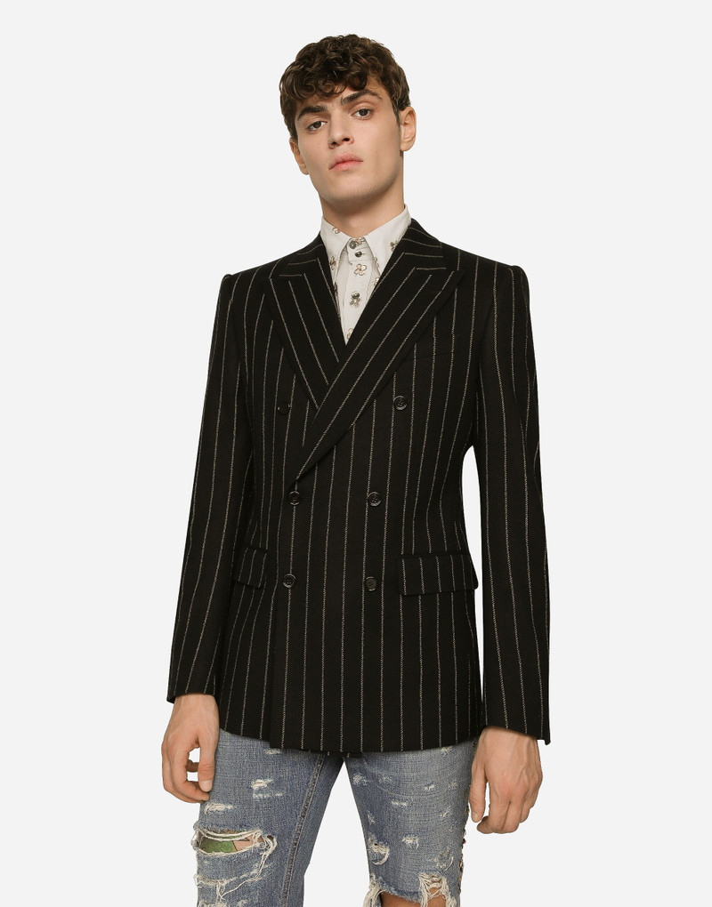 Double-breasted jacket in pinstripe stretch wool 4