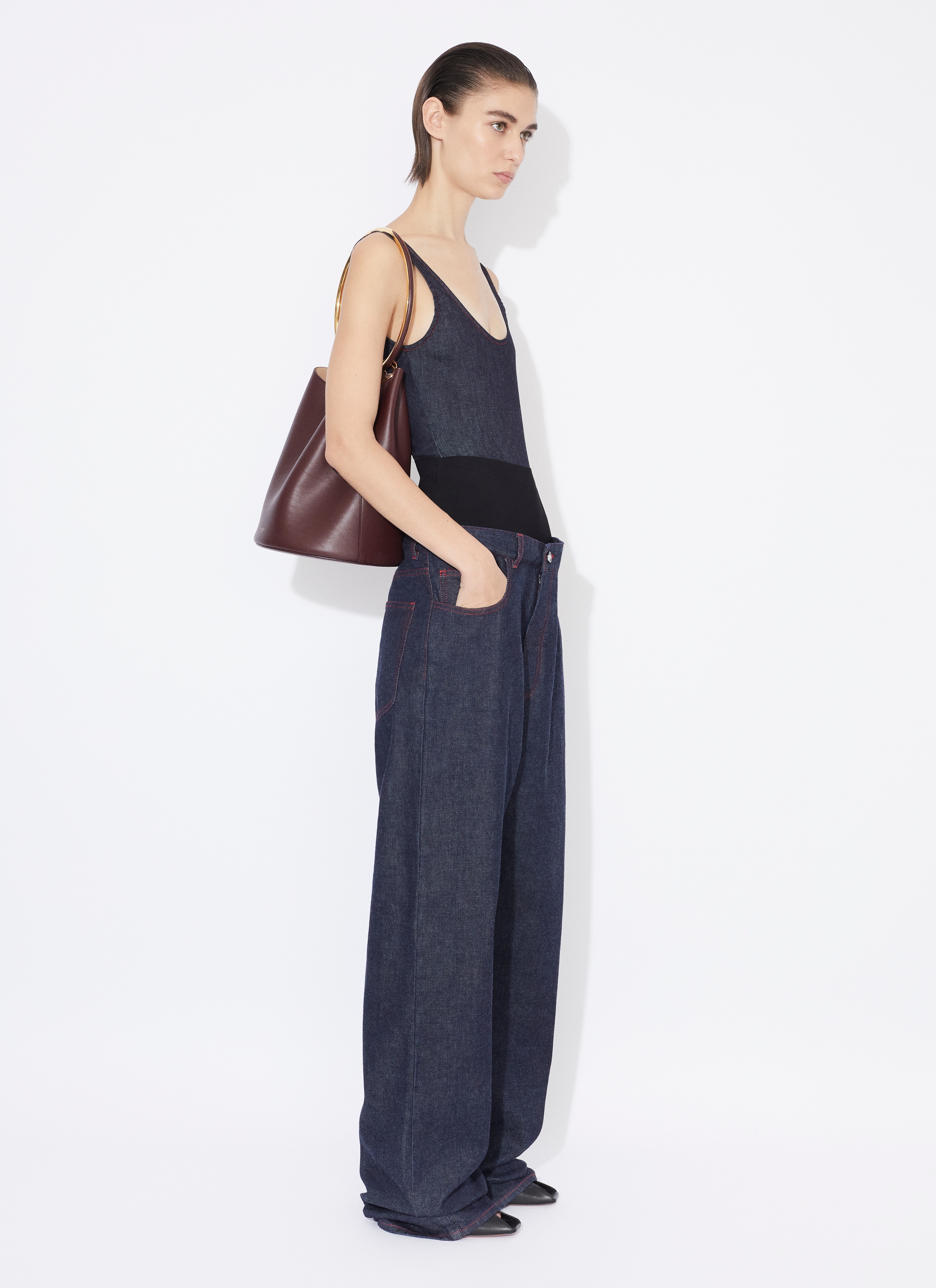 TANK BODY IN STRETCH DENIM - 5