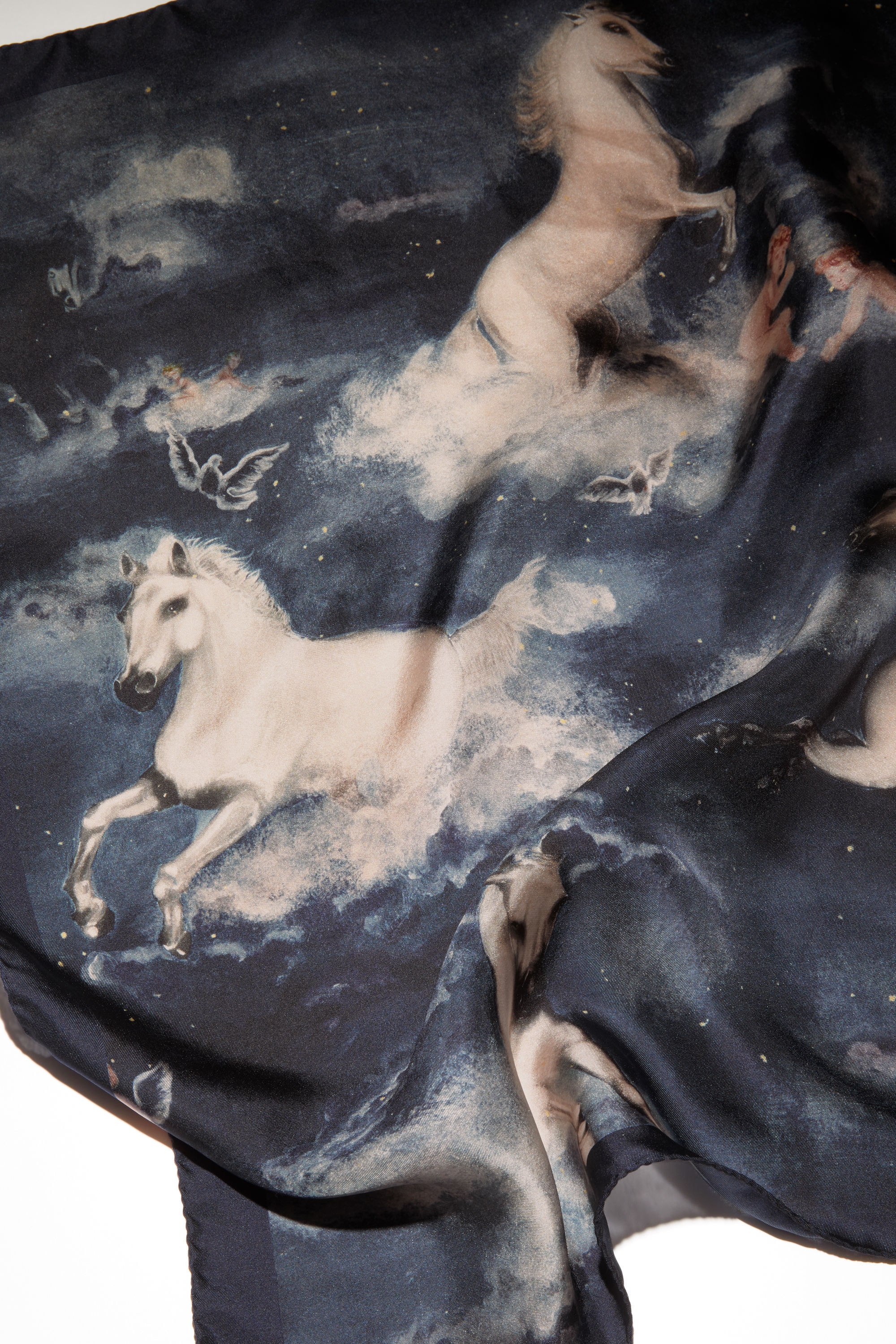 Horse print silk scarf - Dark Blue - 4