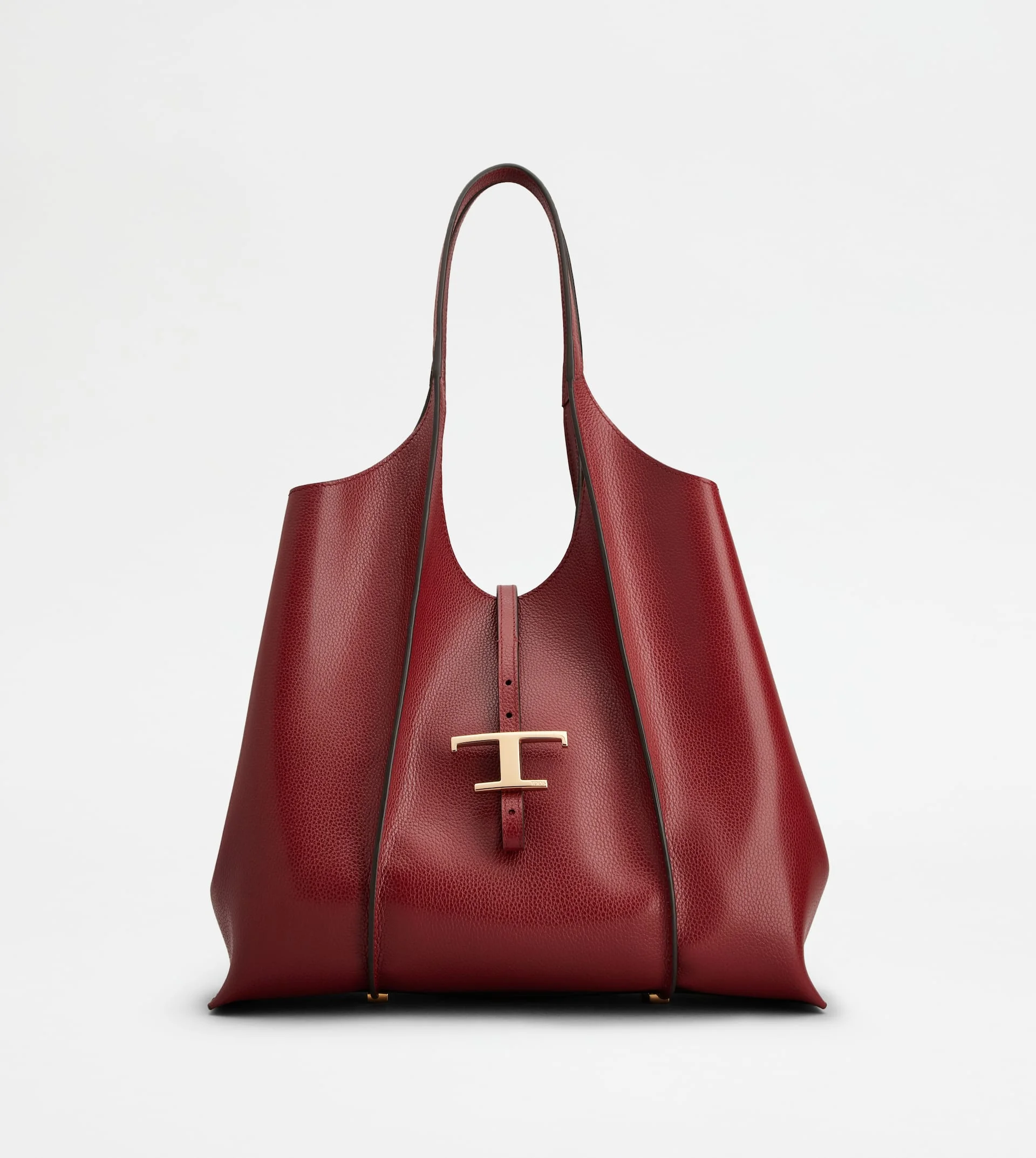 T TIMELESS SHOPPING BAG IN LEATHER MEDIUM - RED - 1