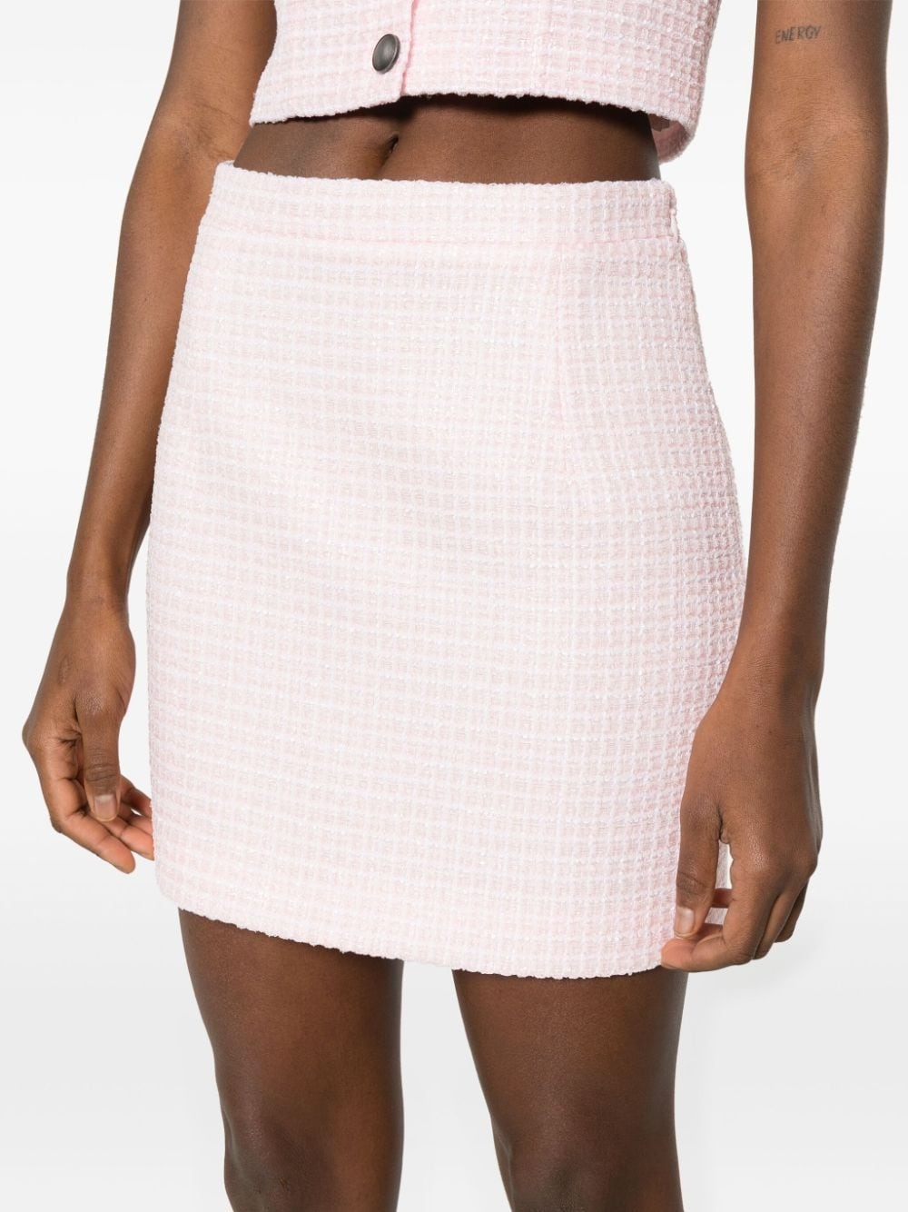 sequin-embellished tweed mini skirt - 5