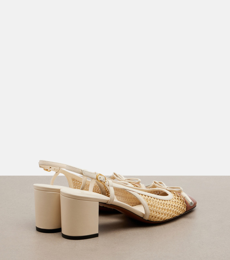 Valentino Valet Du Roi leather-trimmed slingback pumps outlook