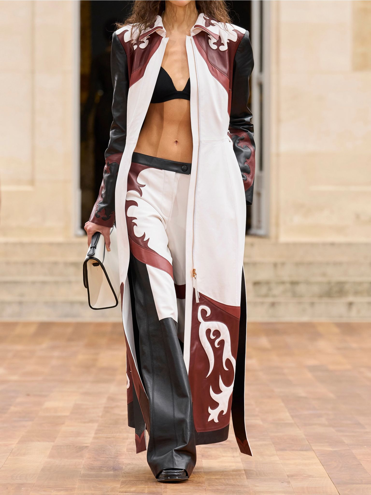 Jemme belted color-block leather coat Multi - 5