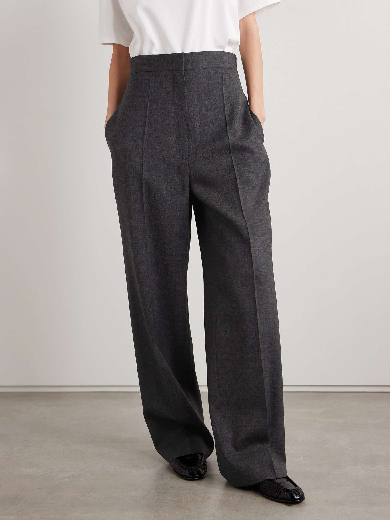 Gordon wool wide-leg pants Charcoal - 3
