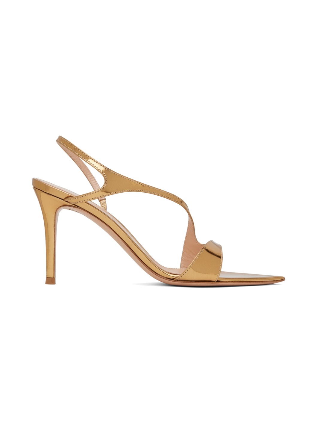 Gold Crossover Heeled Sandals - 1