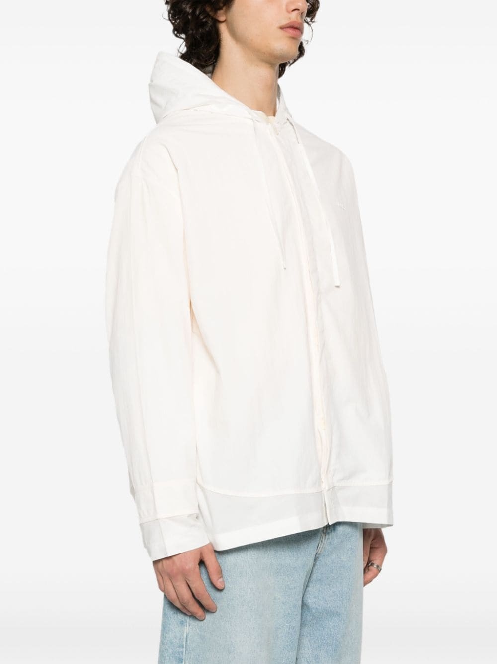 drawstring-hood cotton shirt - 3