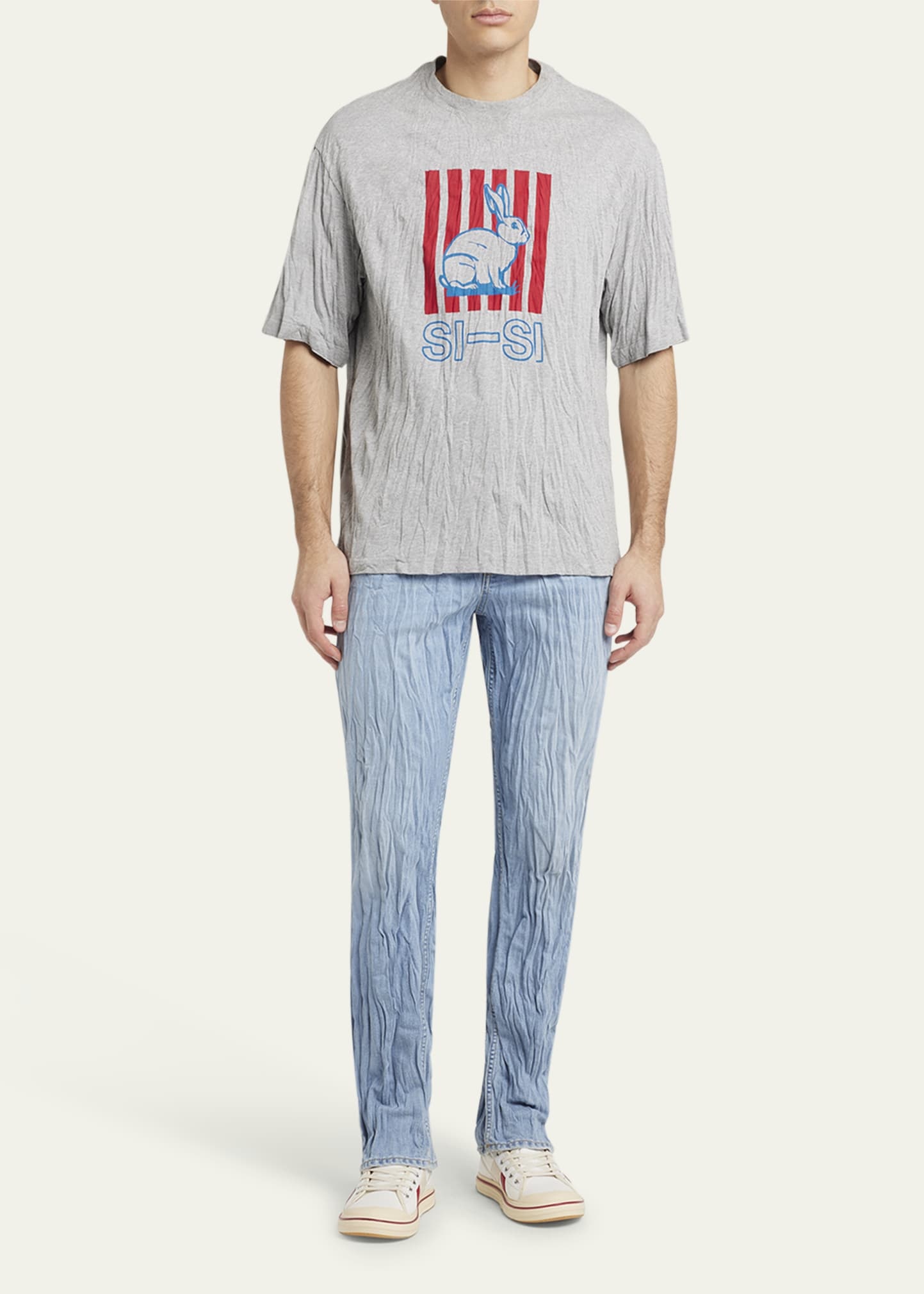 Men's Crinkled Straight-Leg Jeans - 2
