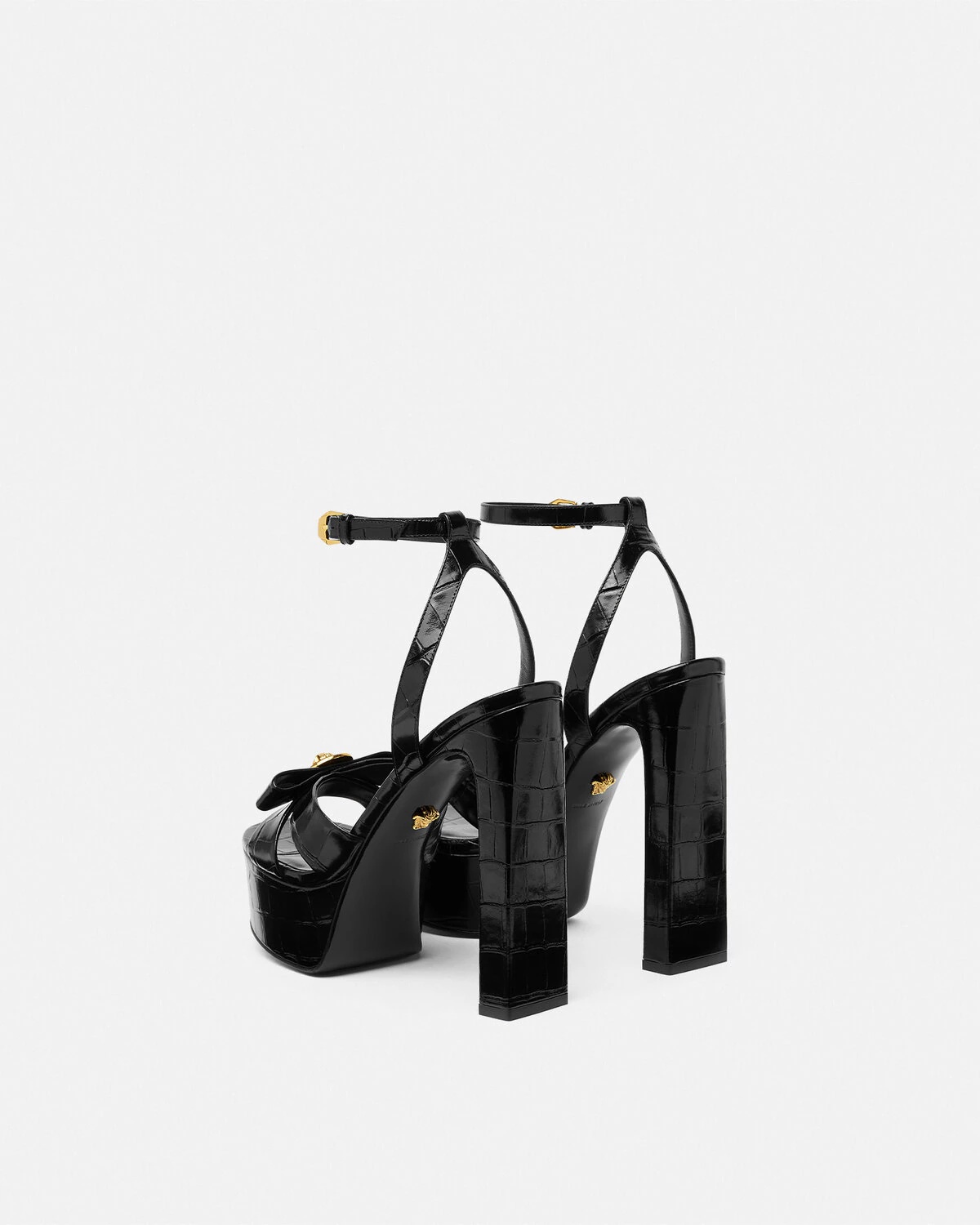 Croc-Effect Gianni Ribbon Sandals 140 mm - 4