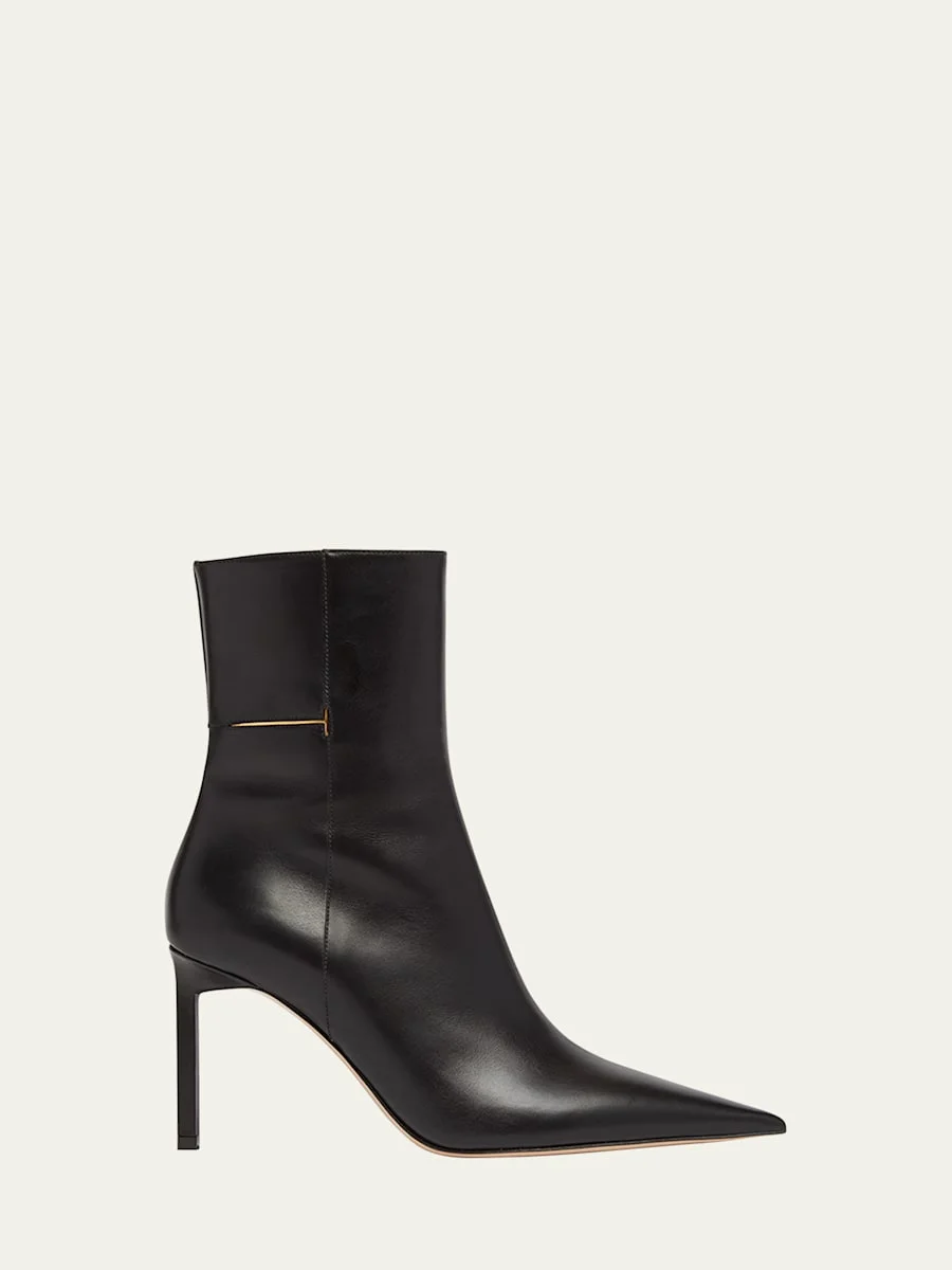 Julianne T Detail Soft Calf Leather Booties - 1
