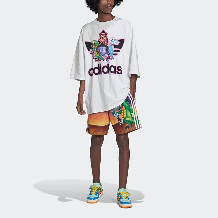 adidas originals x Kerwin Frost Crossover Cartoon Full Print Contrasting Colors Sports Shorts H66312 - 3