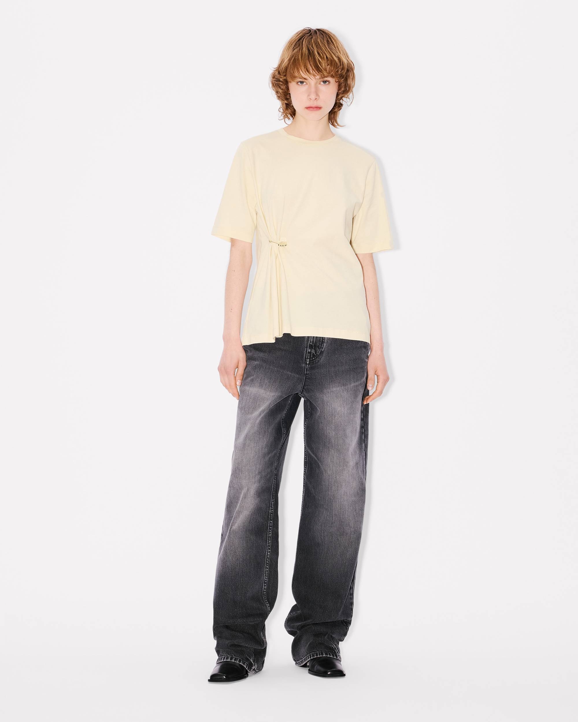 'Boke Flower' pin drap detail T-shirt in cotton - 5