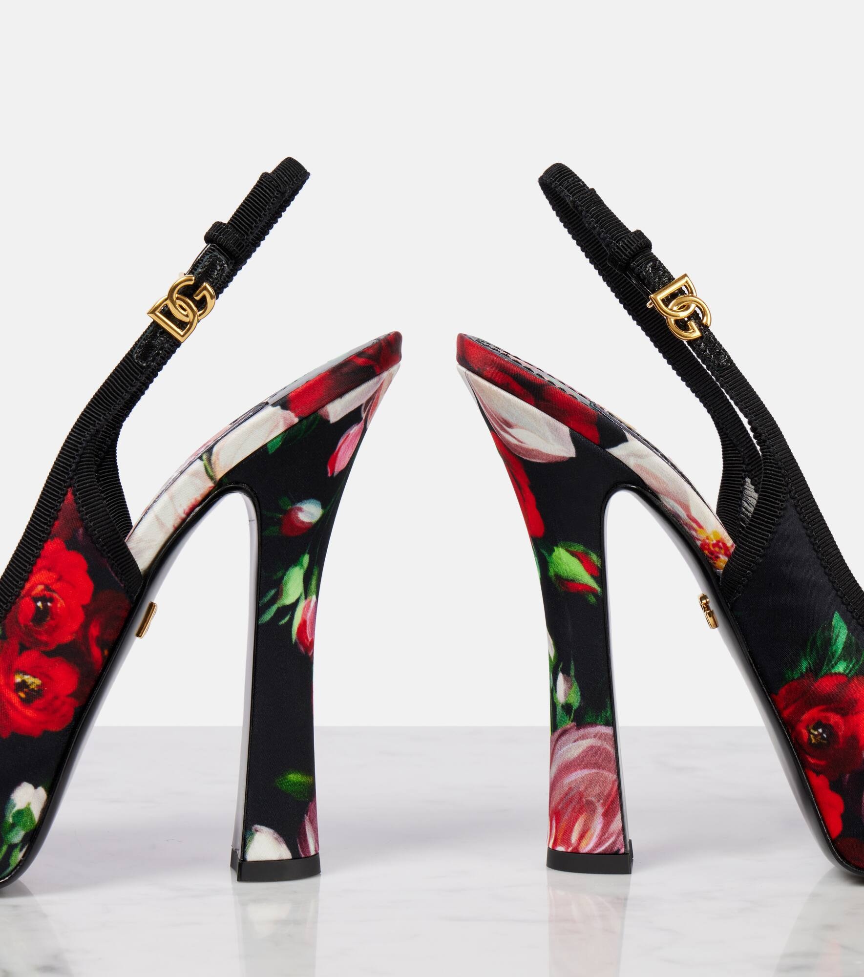 Vally 105 floral satin slingback pumps - 5