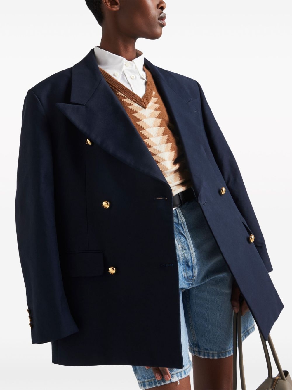 double-breasted cotton blazer - 4